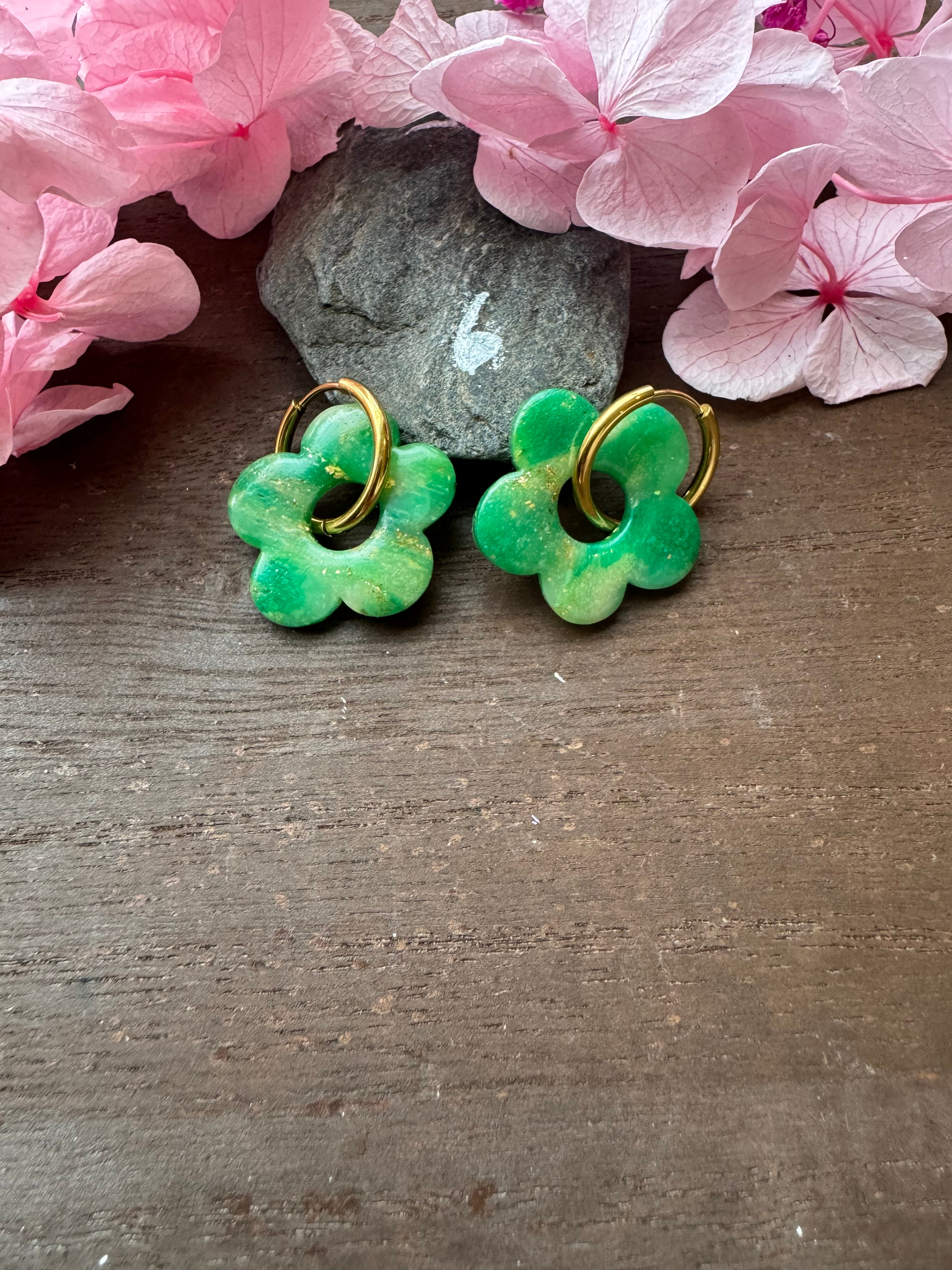 🌿Green Spirit (pampilles interchangeables avec ou sans créoles)