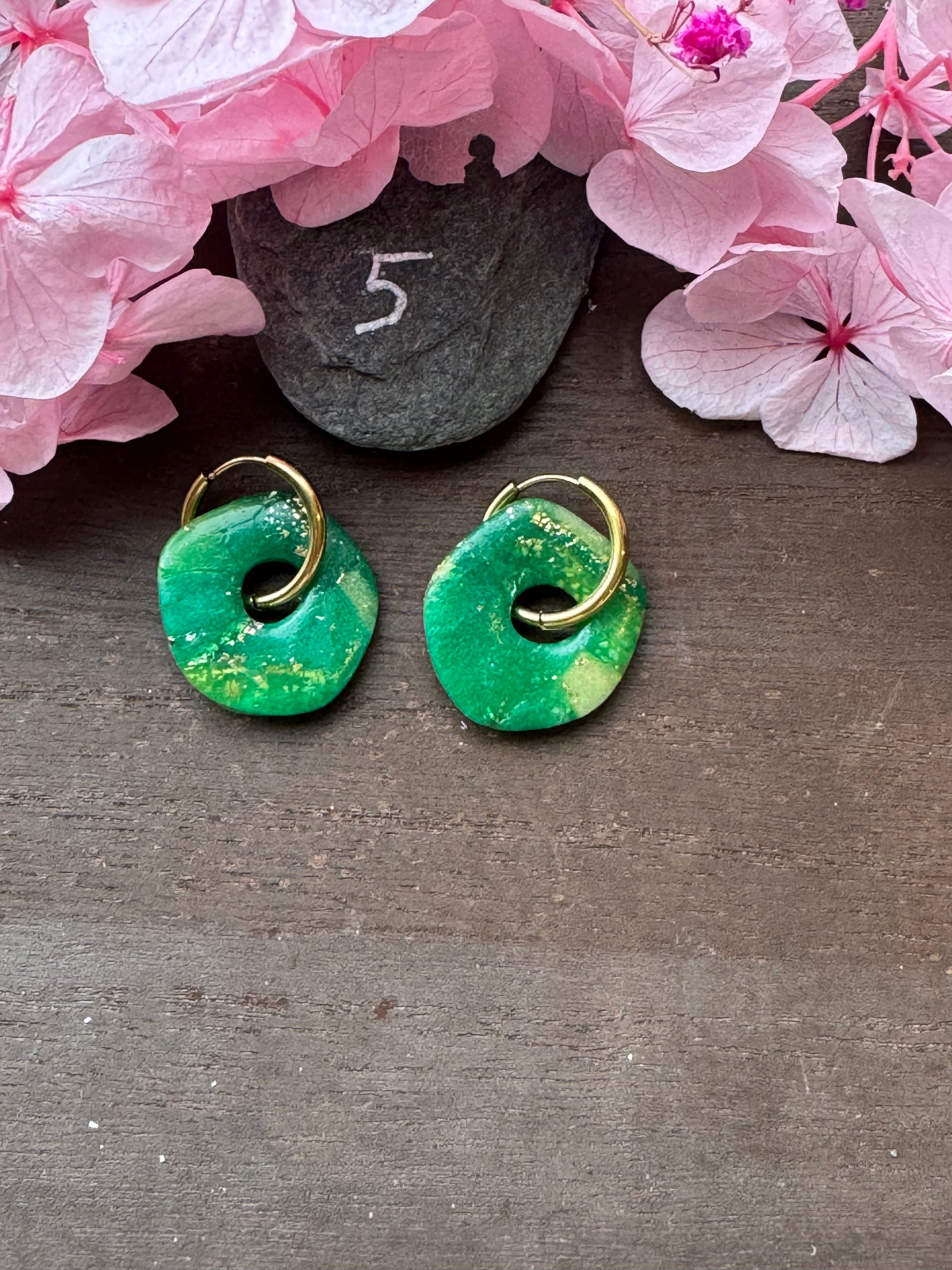 🌿Green Spirit (pampilles interchangeables avec ou sans créoles)