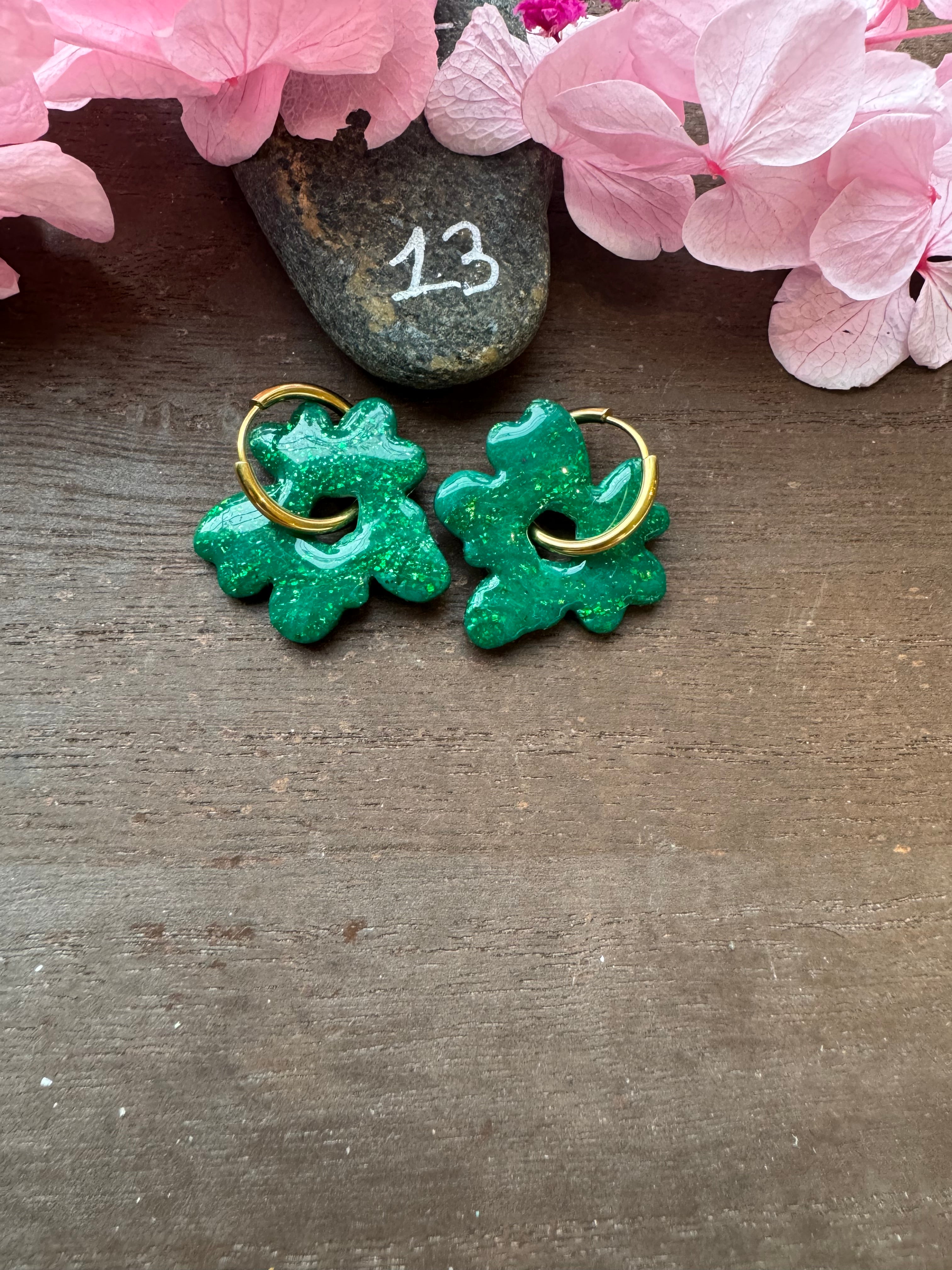 🌿Green Spirit (pampilles interchangeables avec ou sans créoles)