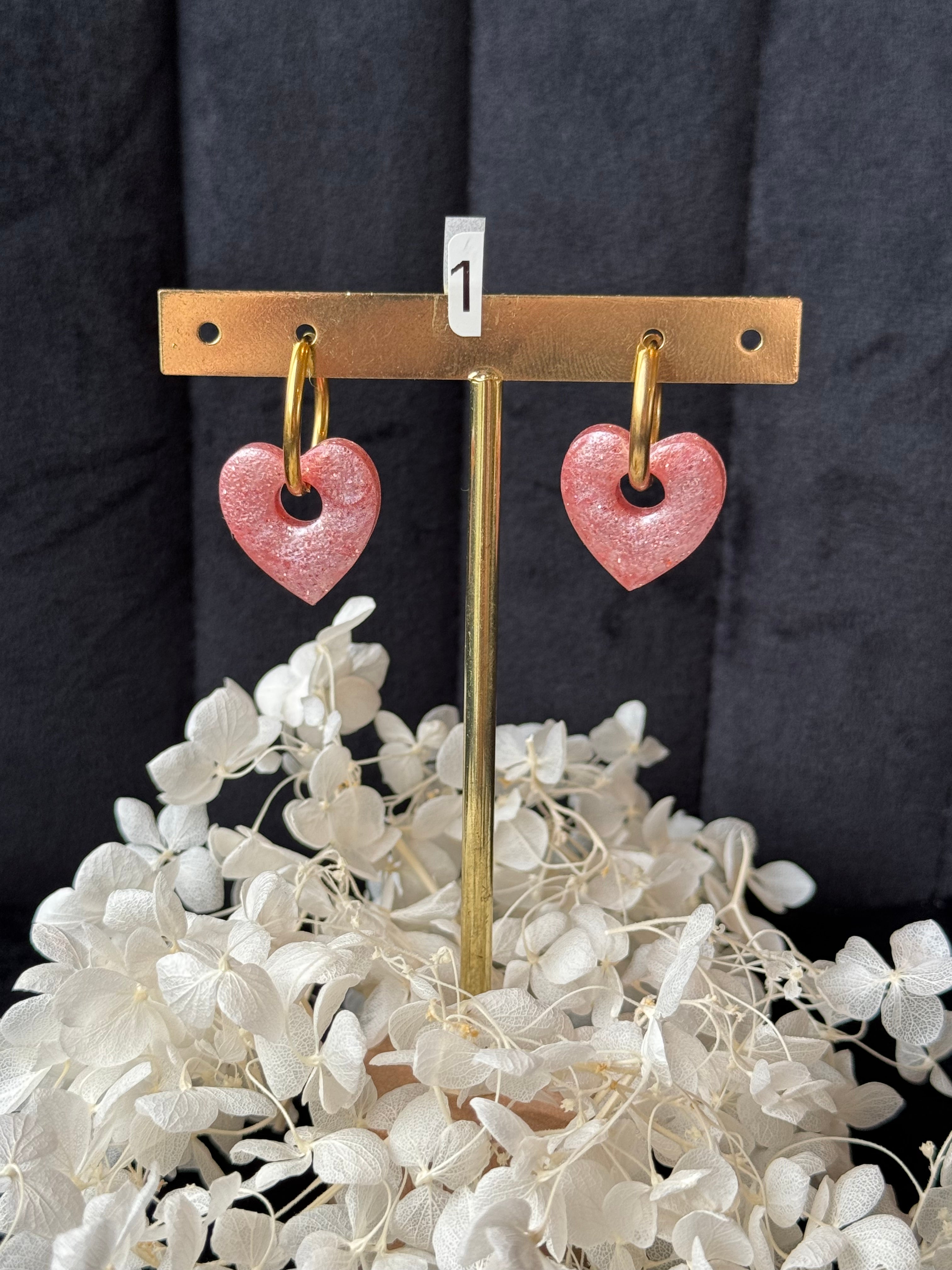 ❤️ pampilles interchangeable coeur résine (avec ou sans créoles)