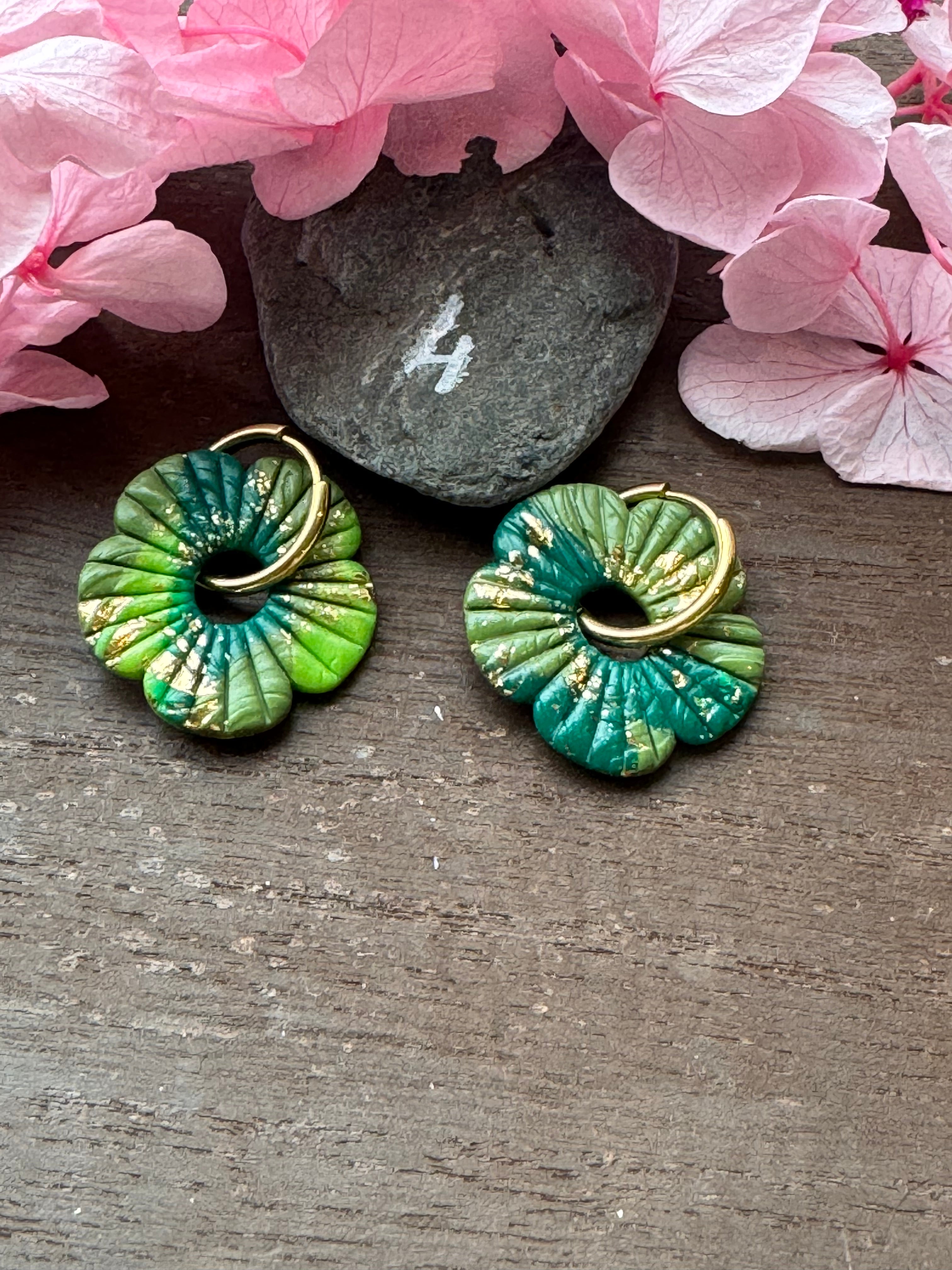 🌿Green Spirit (pampilles interchangeables avec ou sans créoles)