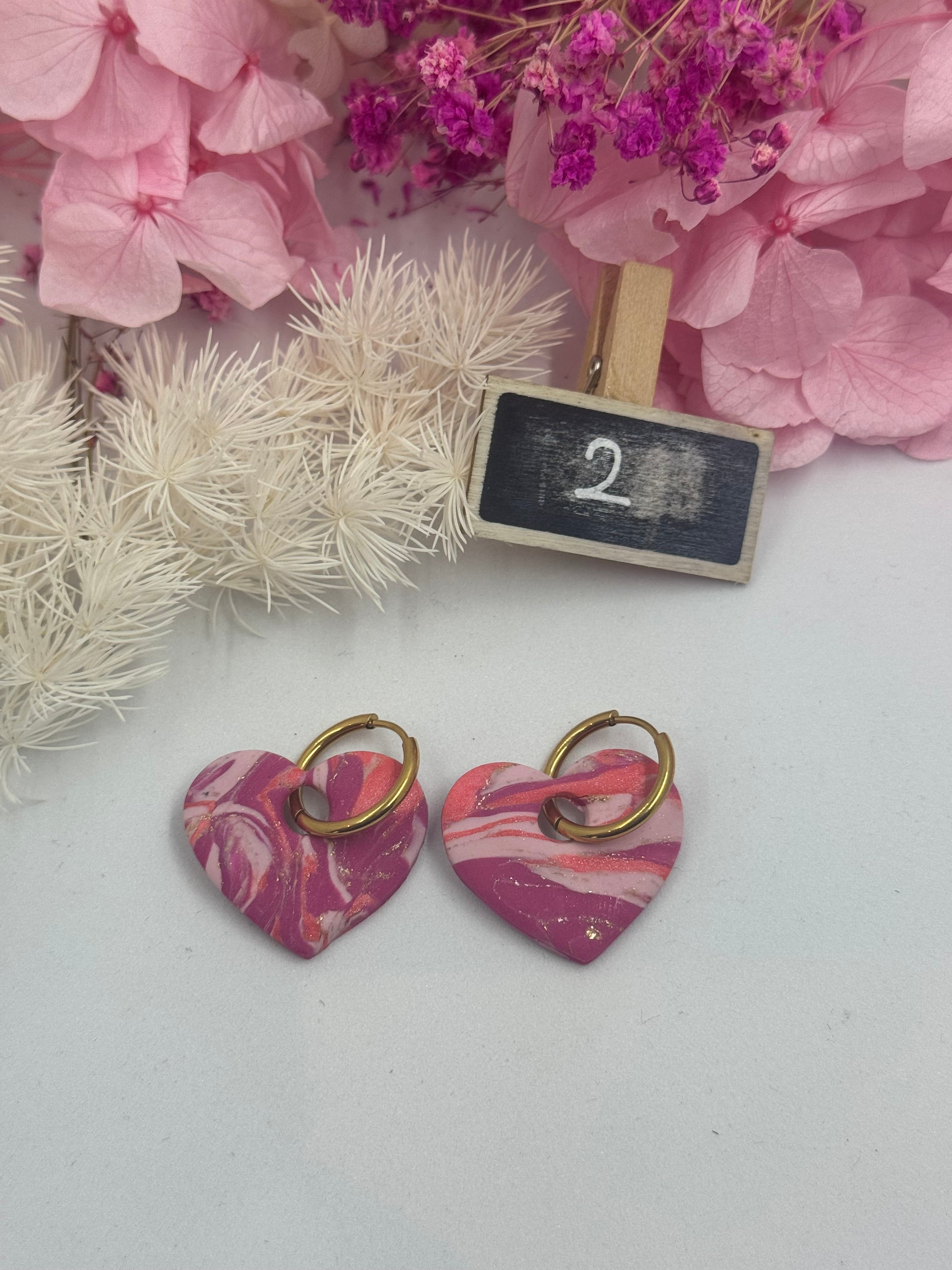 La vie en rose 🩷(pampilles interchangeable avec ou sans créoles)