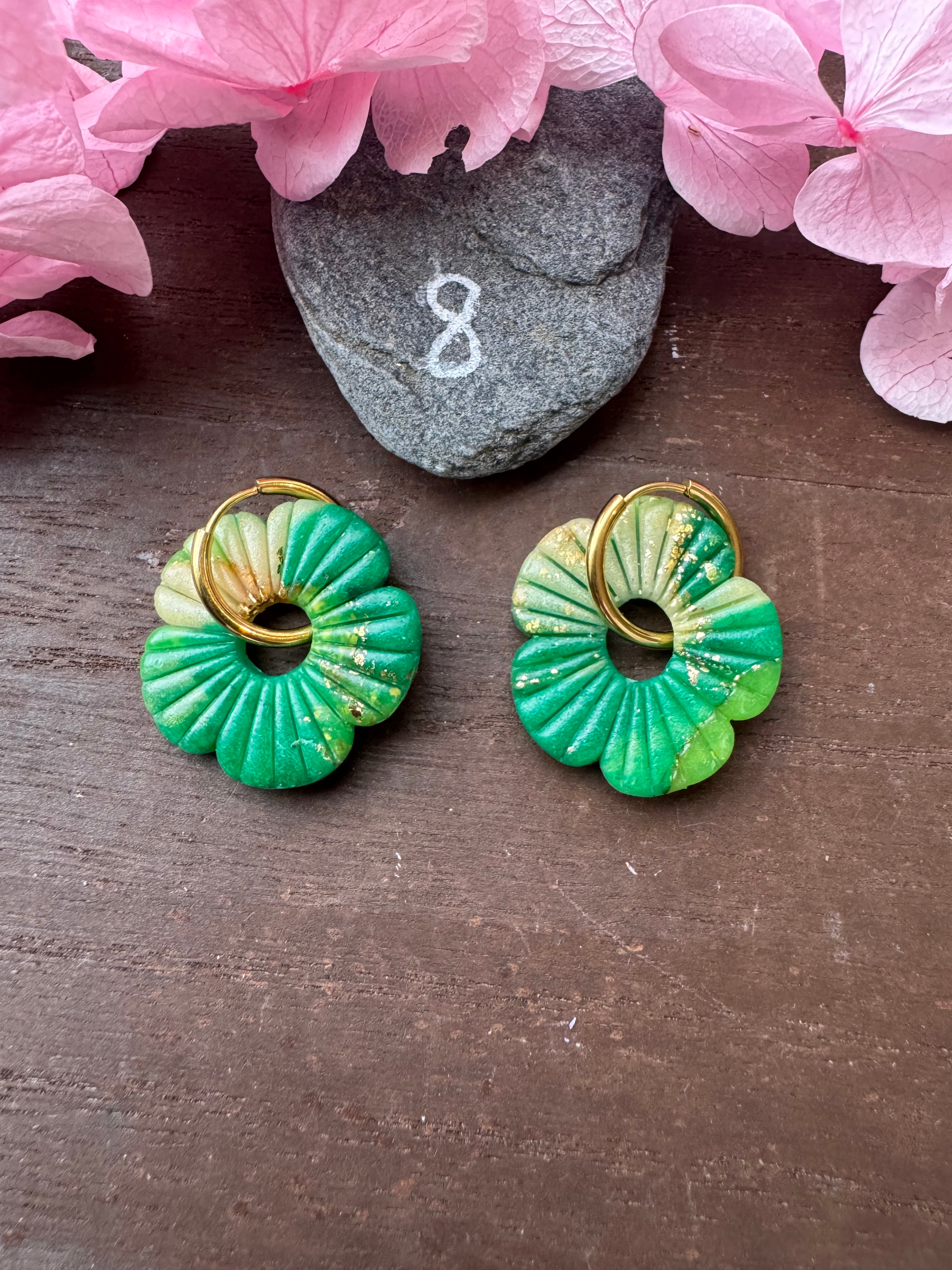 🌿Green Spirit (pampilles interchangeables avec ou sans créoles)