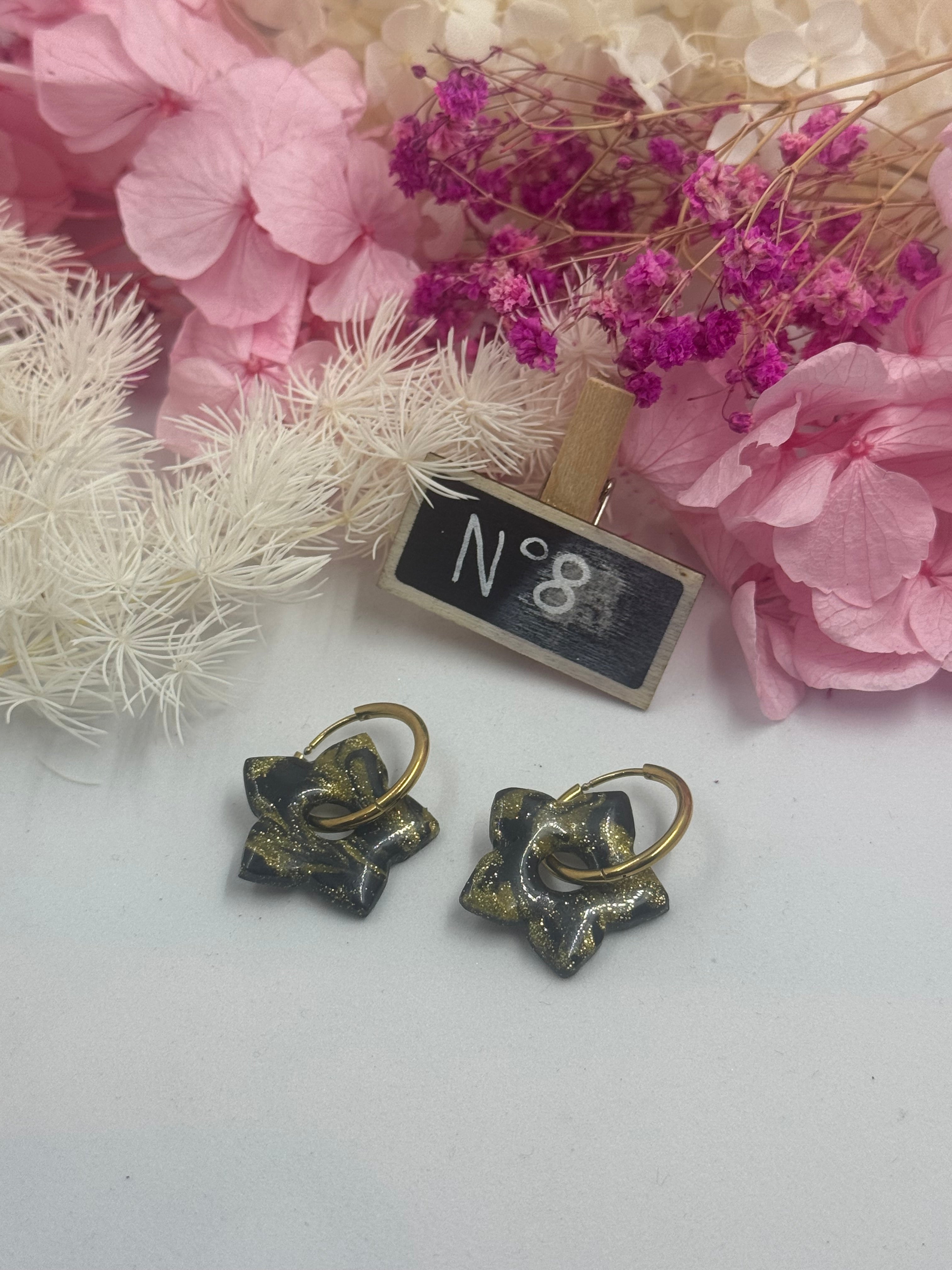 Black & Gold ( pampilles interchangeable avec ou sans créoles)