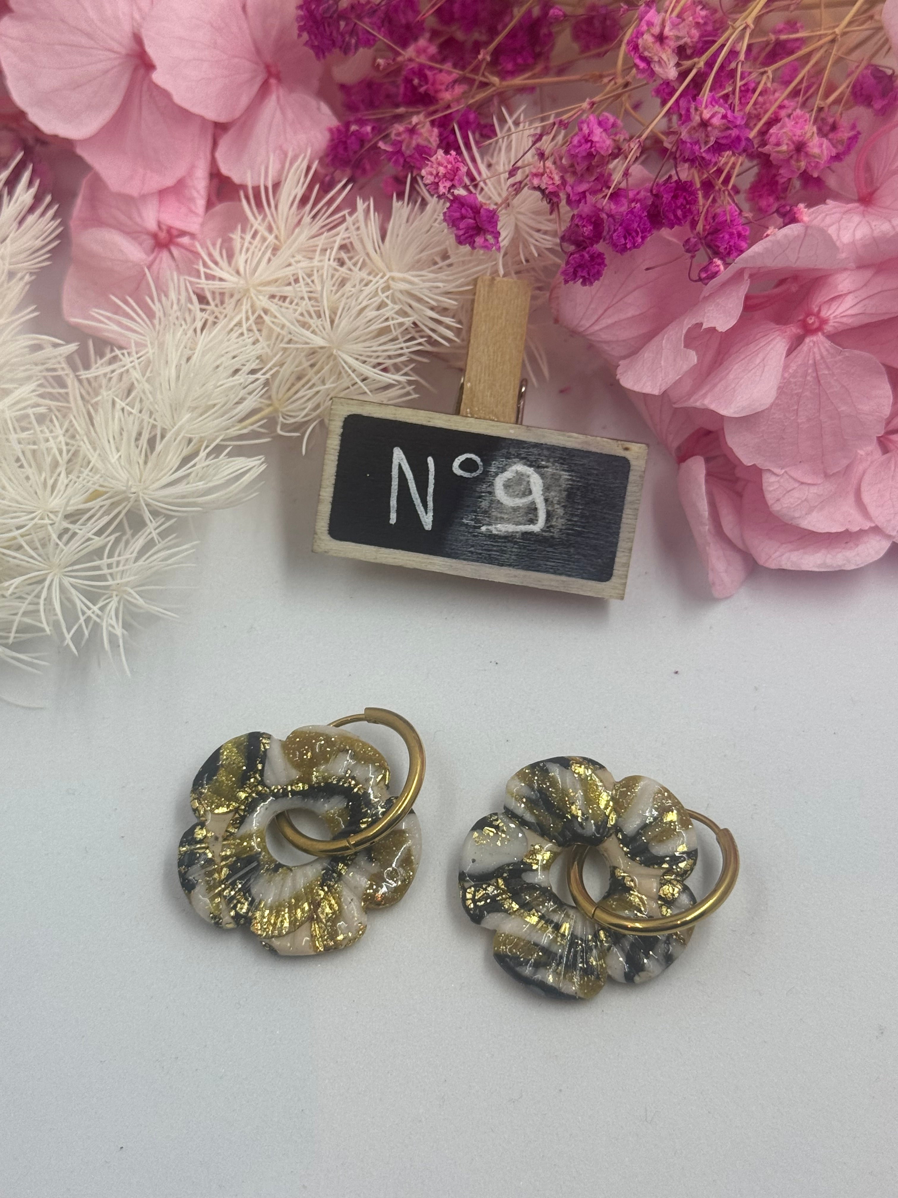 Black & Gold ( pampilles interchangeable avec ou sans créoles)