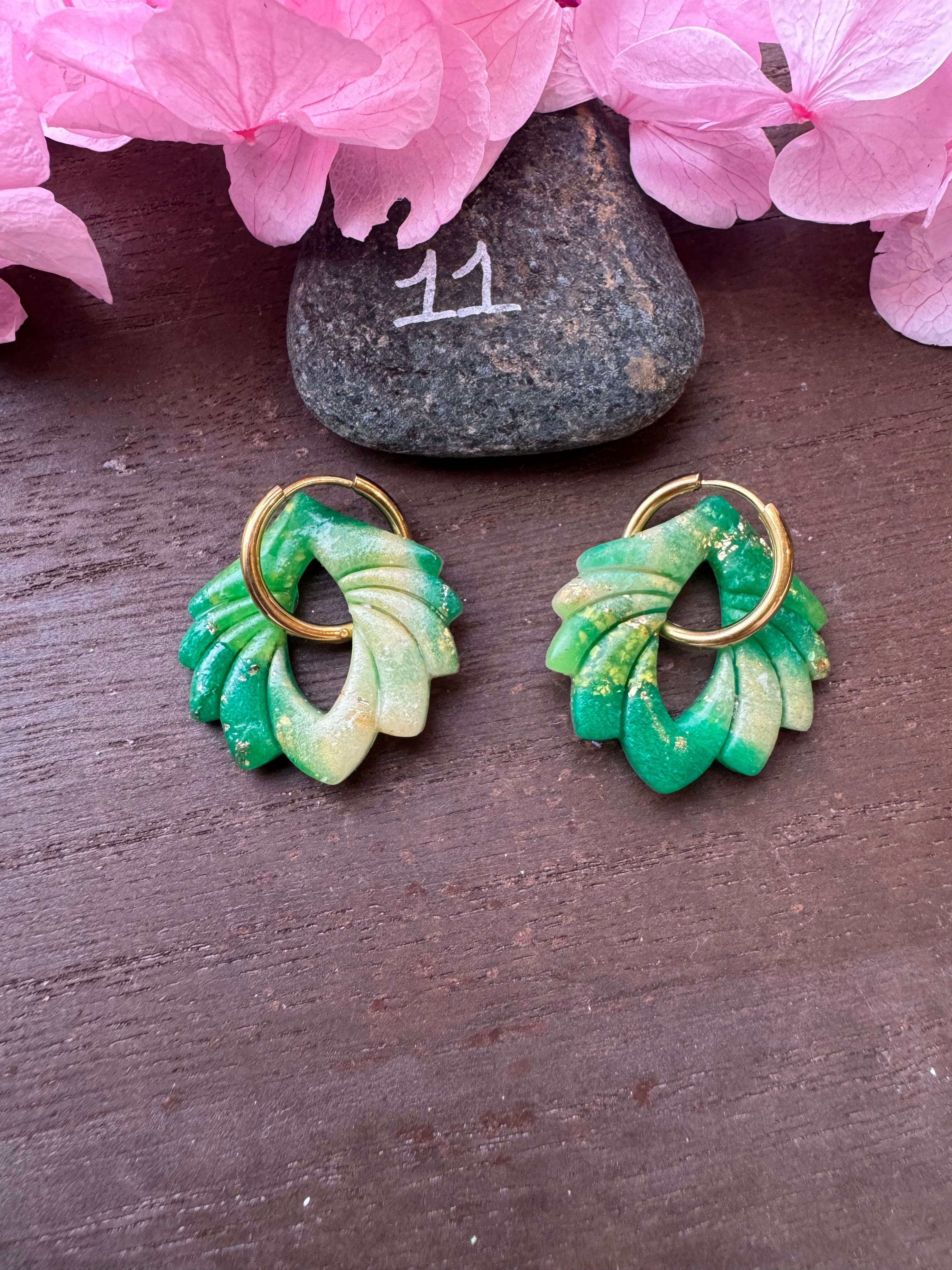 🌿Green Spirit (pampilles interchangeables avec ou sans créoles)