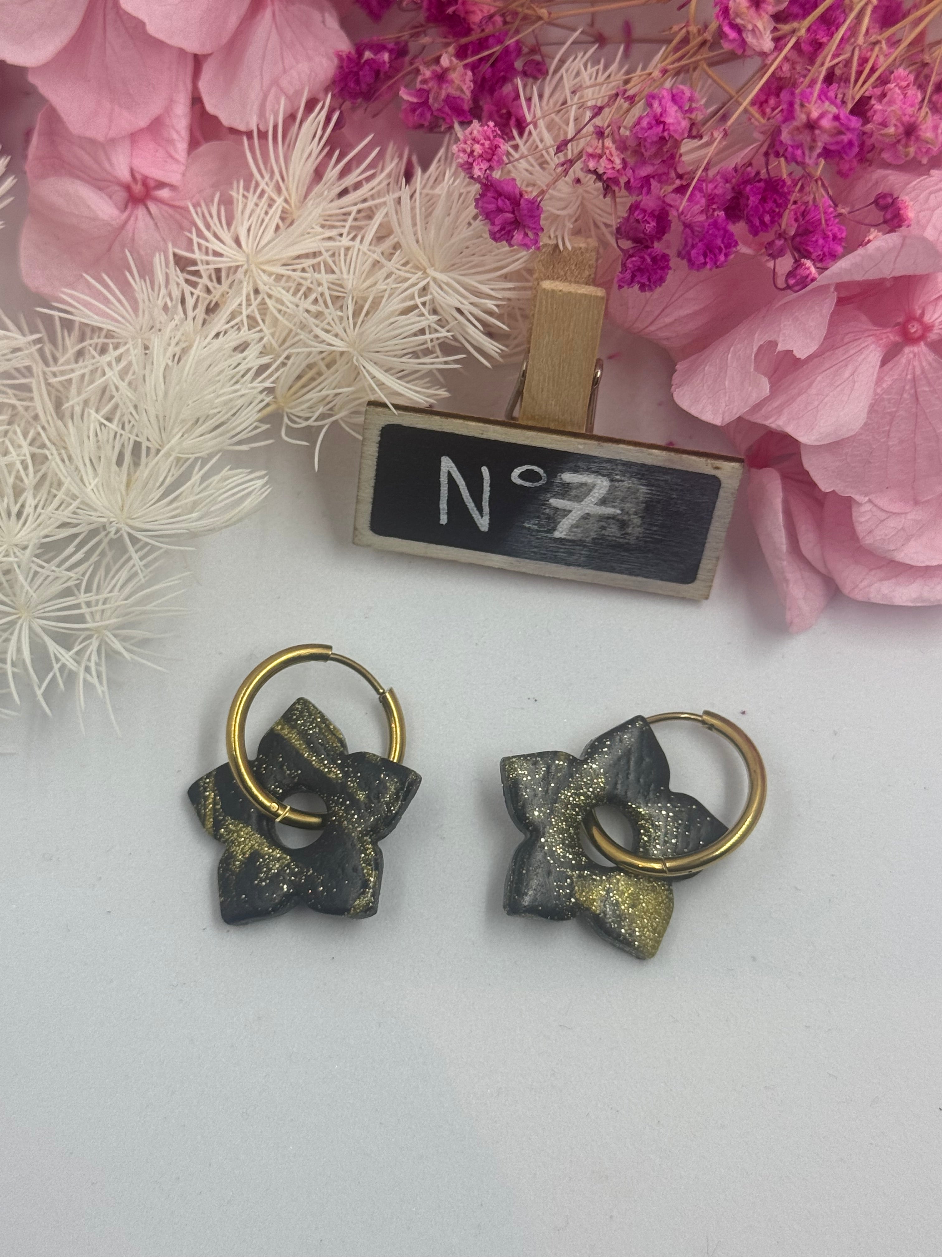 Black & Gold ( pampilles interchangeable avec ou sans créoles)