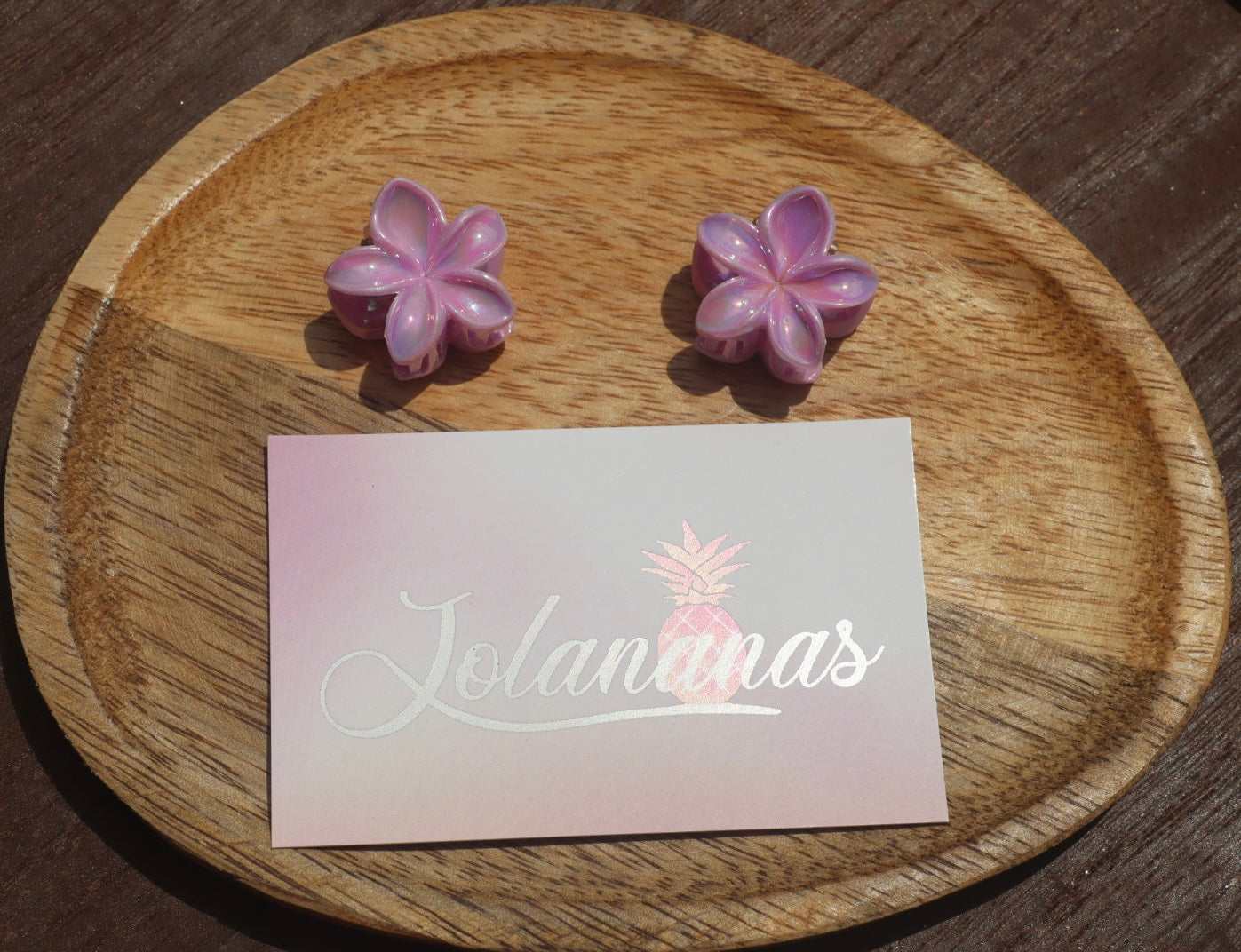 Petite pince fleur rose nacré