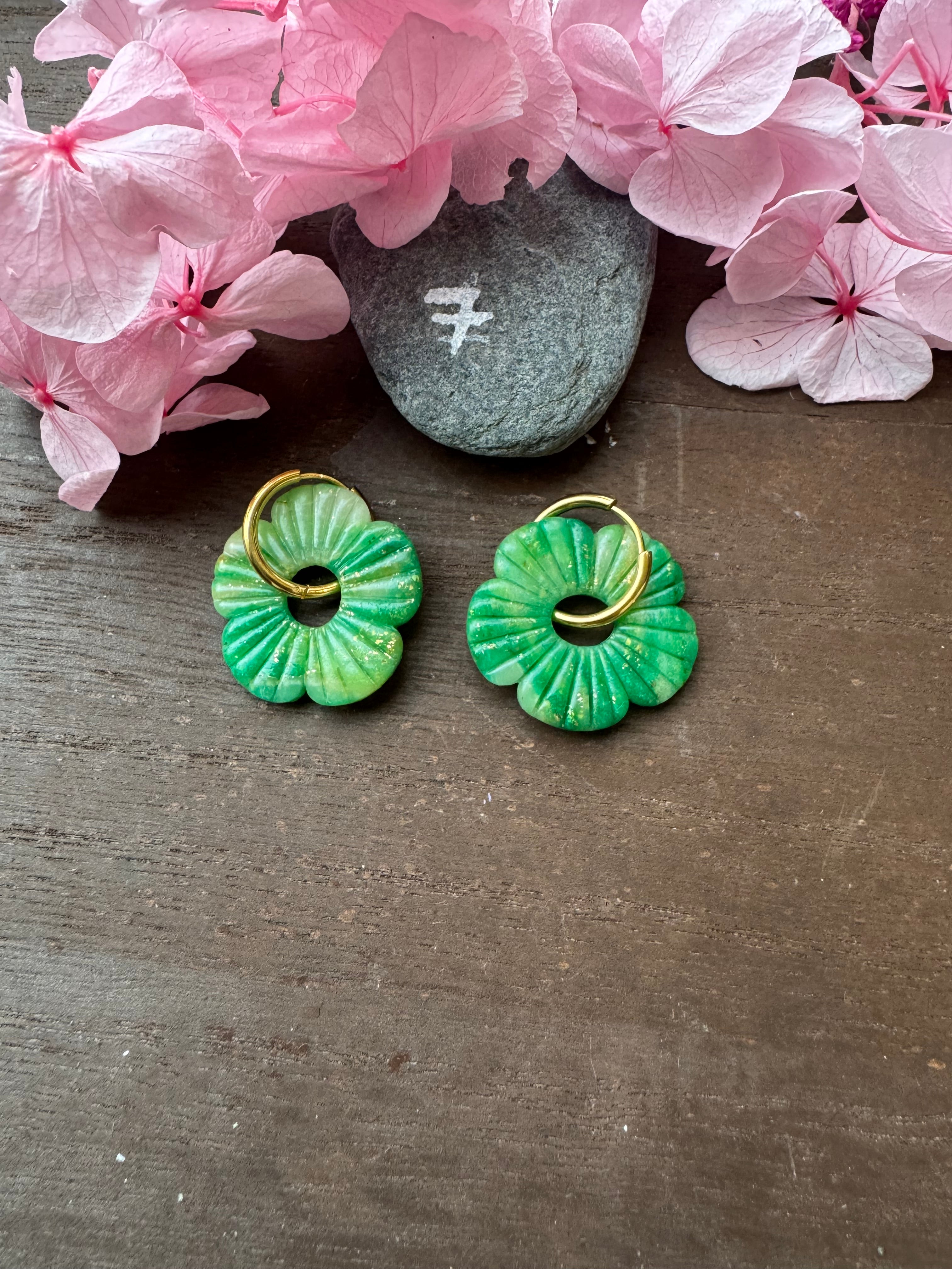 🌿Green Spirit (pampilles interchangeables avec ou sans créoles)