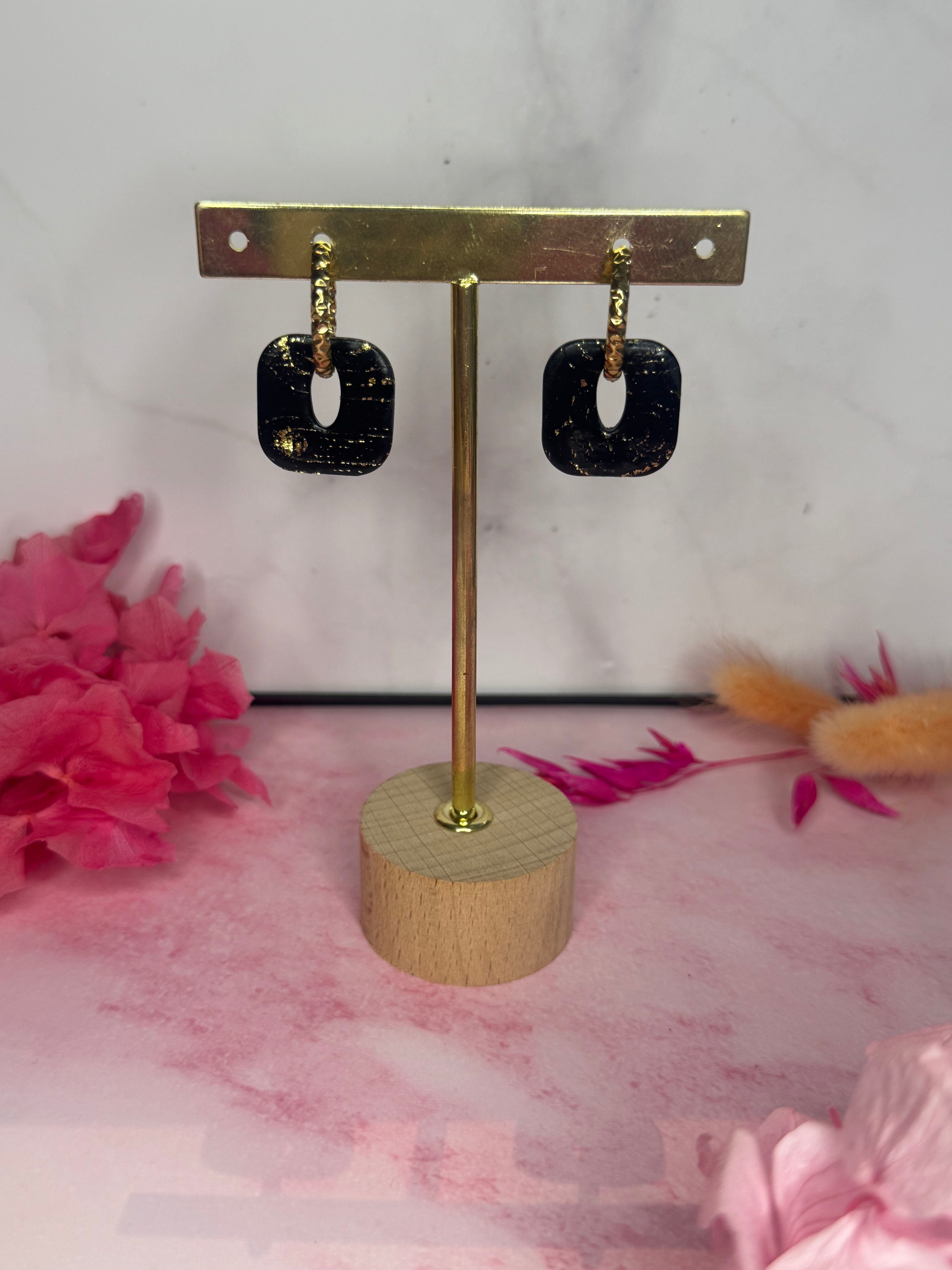 Black & Gold ( pampilles interchangeable avec ou sans créoles)