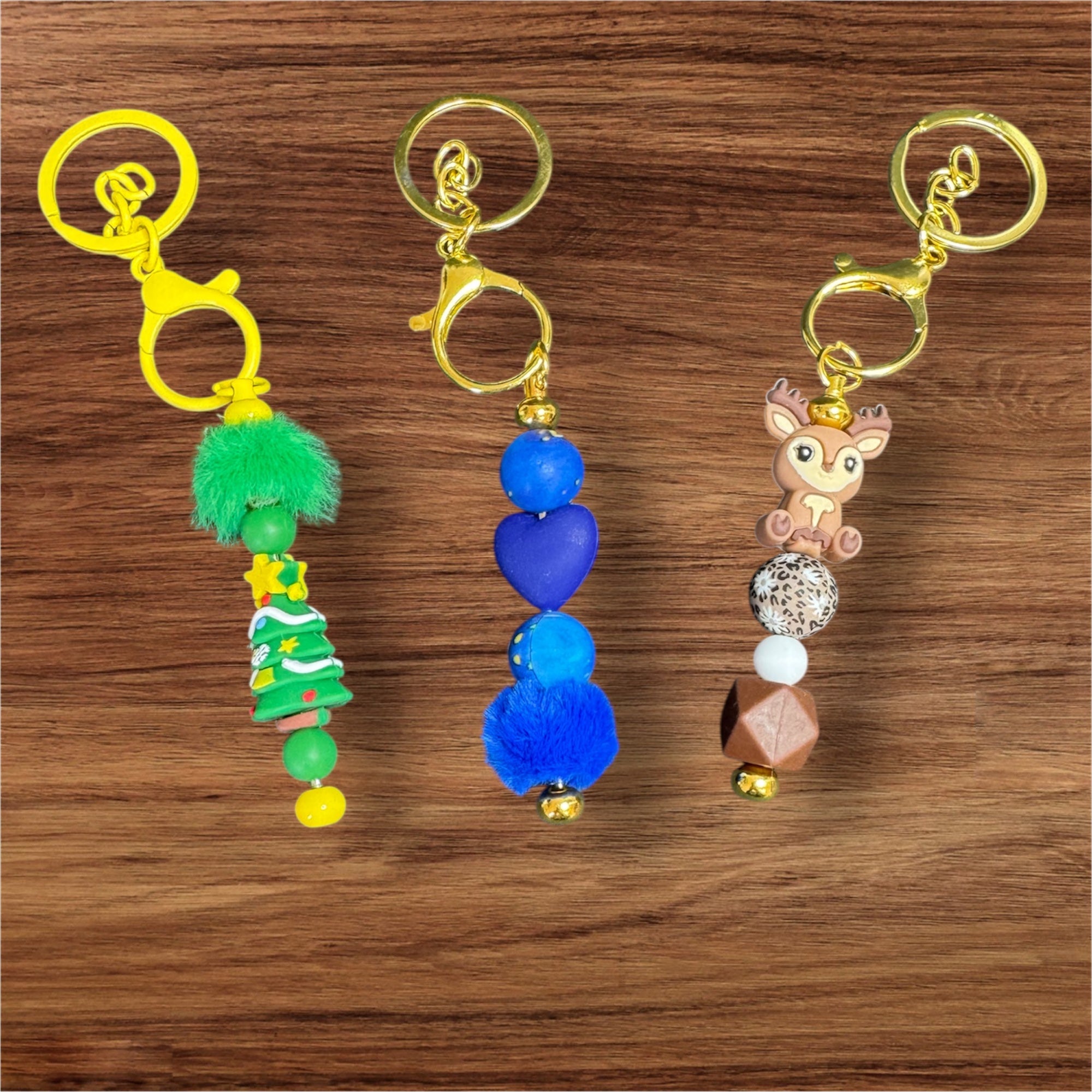 Porte clé sapin/cœur/biche