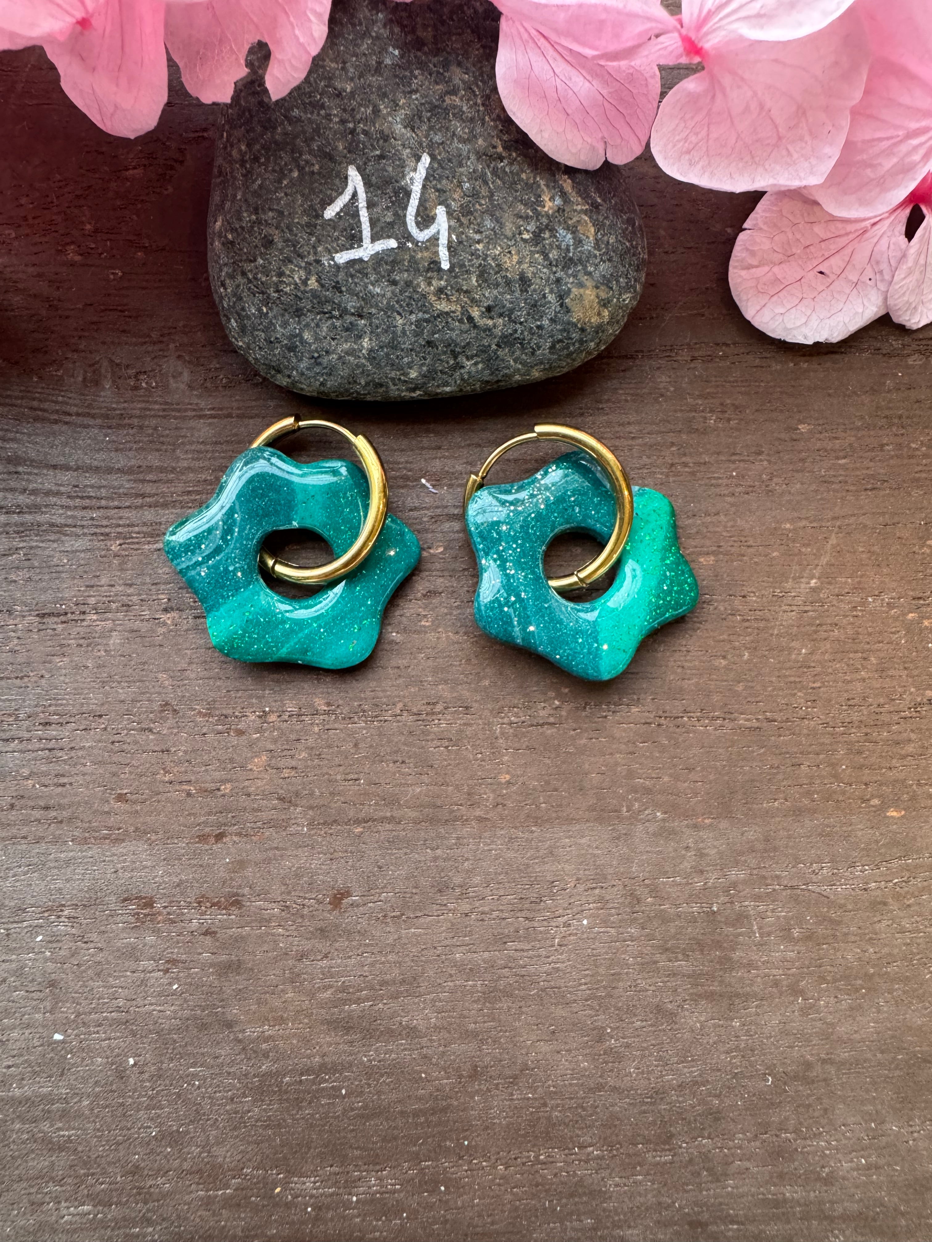 🌿Green Spirit (pampilles interchangeables avec ou sans créoles)