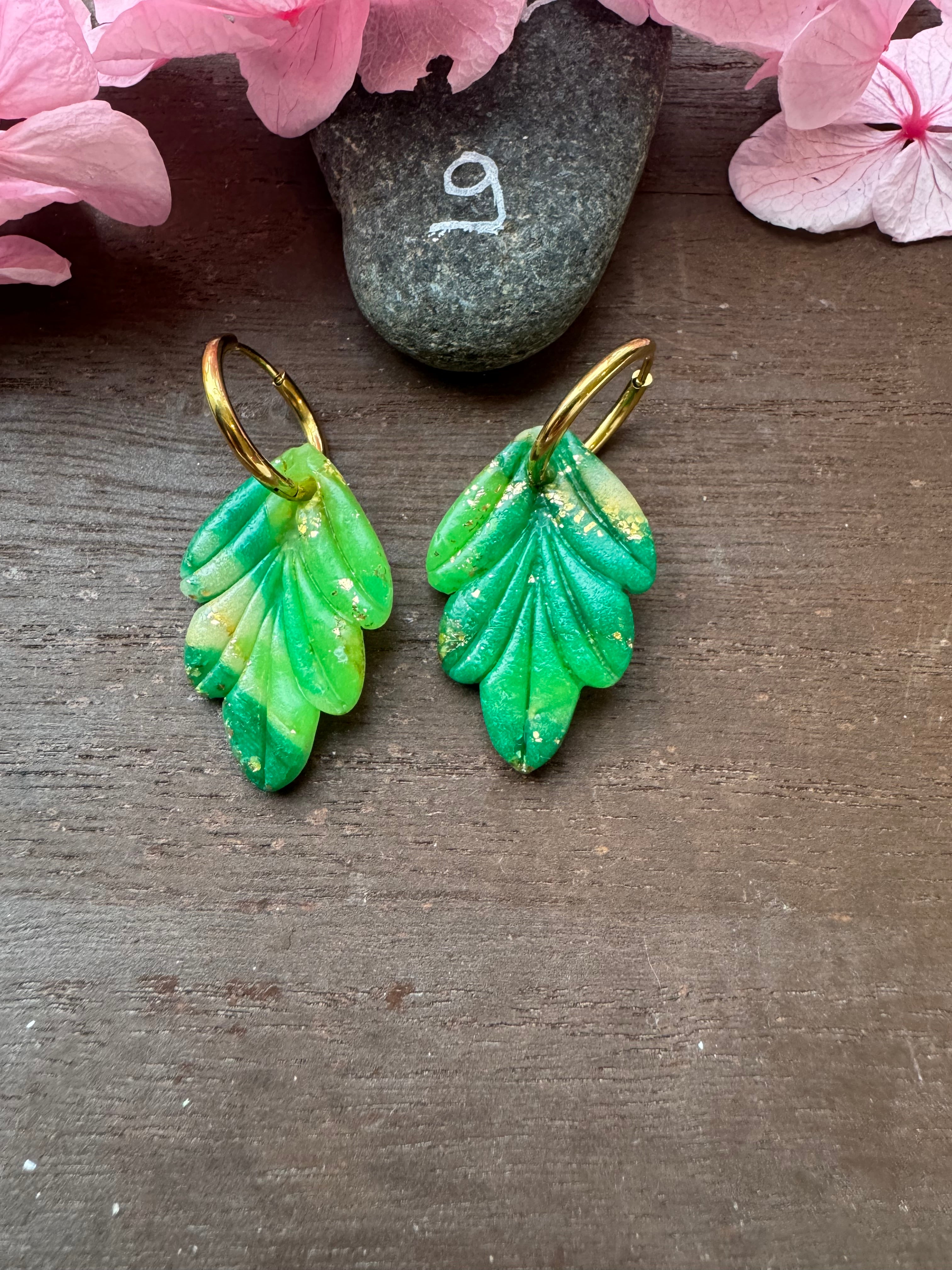 🌿Green Spirit (pampilles interchangeables avec ou sans créoles)