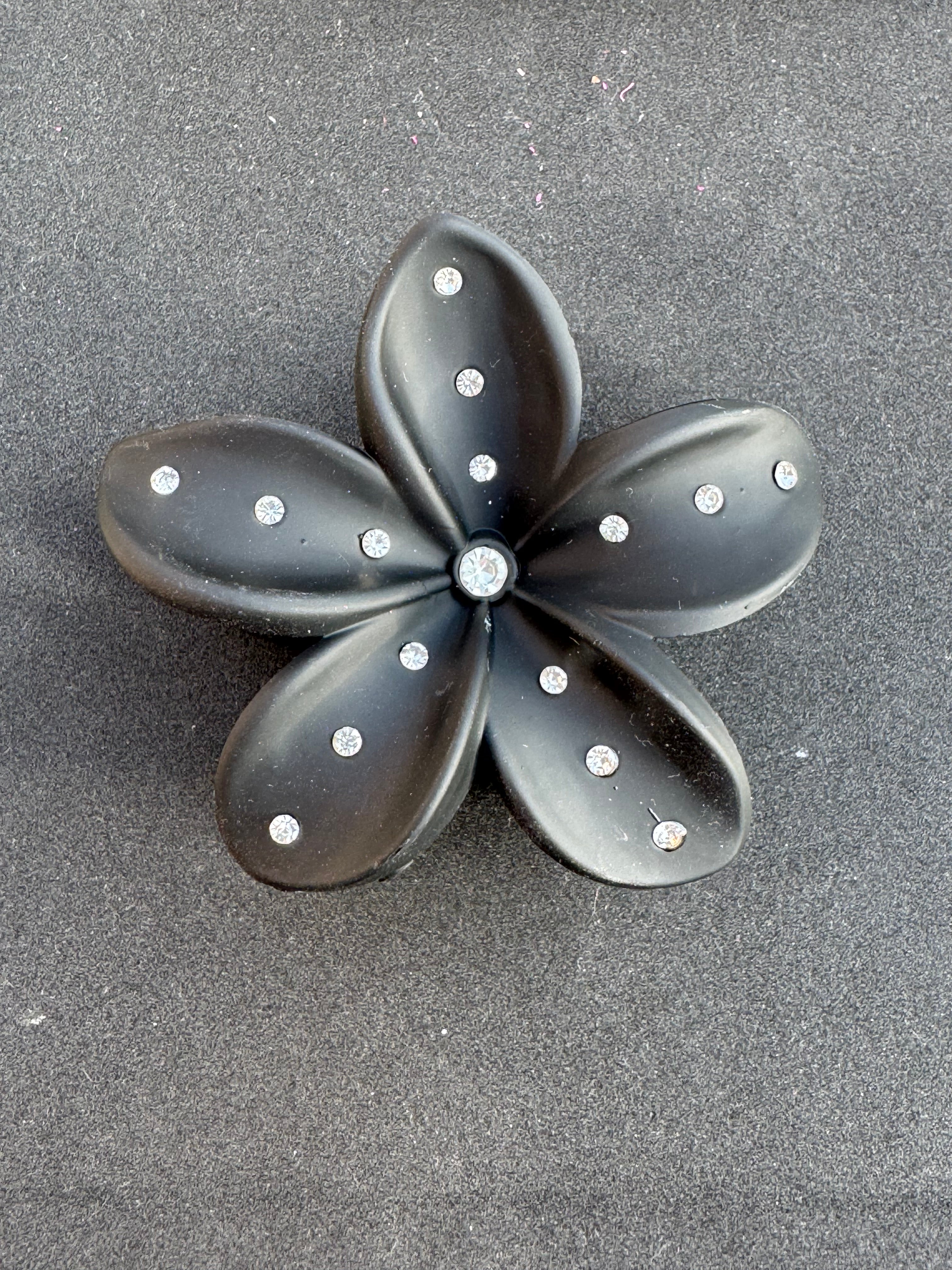 Pince à cheveux fleur strass/ or/argent/marron transparente/rouge