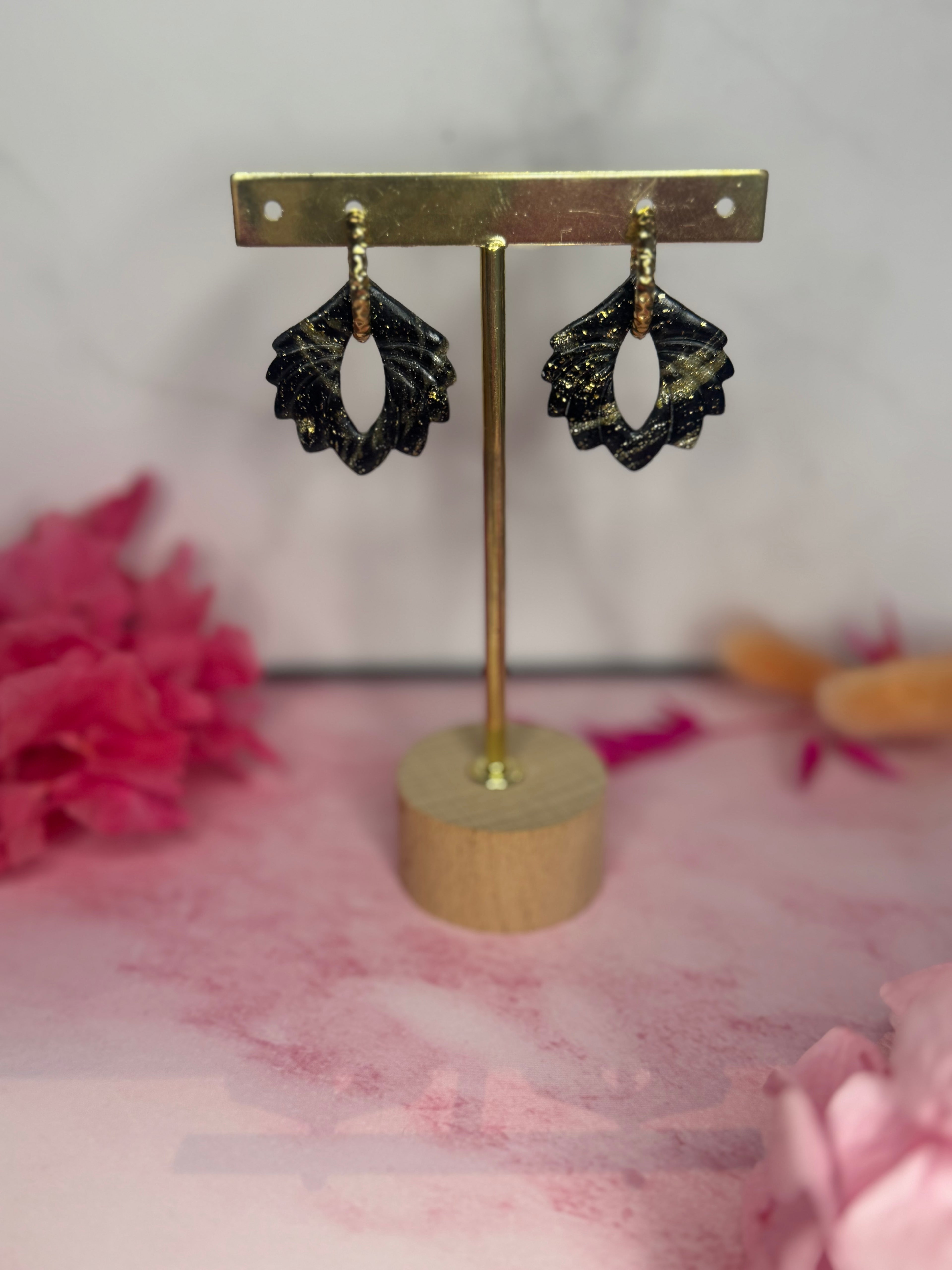 Black & Gold ( pampilles interchangeable avec ou sans créoles)