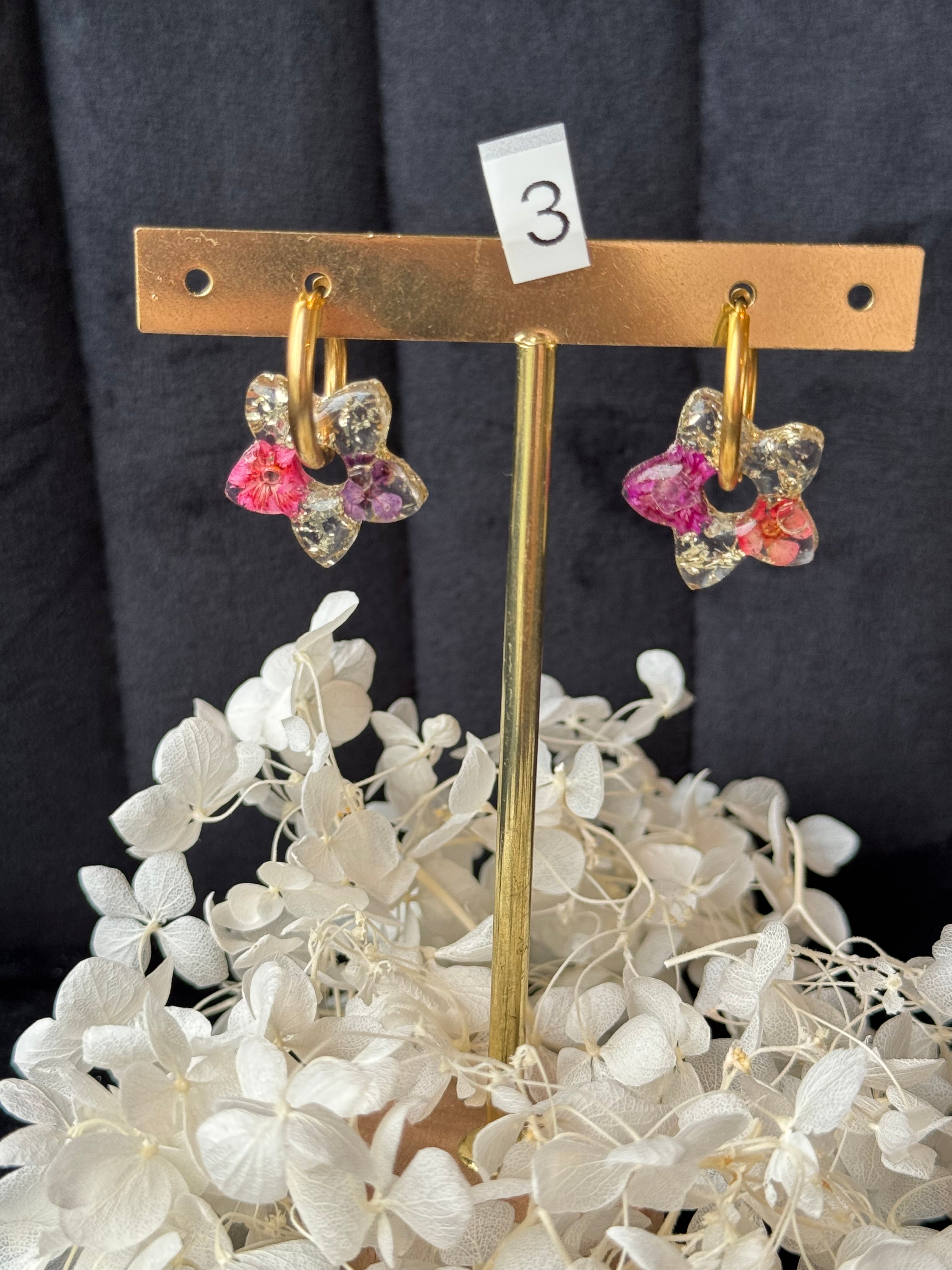 🌼Pampilles interchangeable résine et fleurs séchées🌸 (avec ou sans créoles)