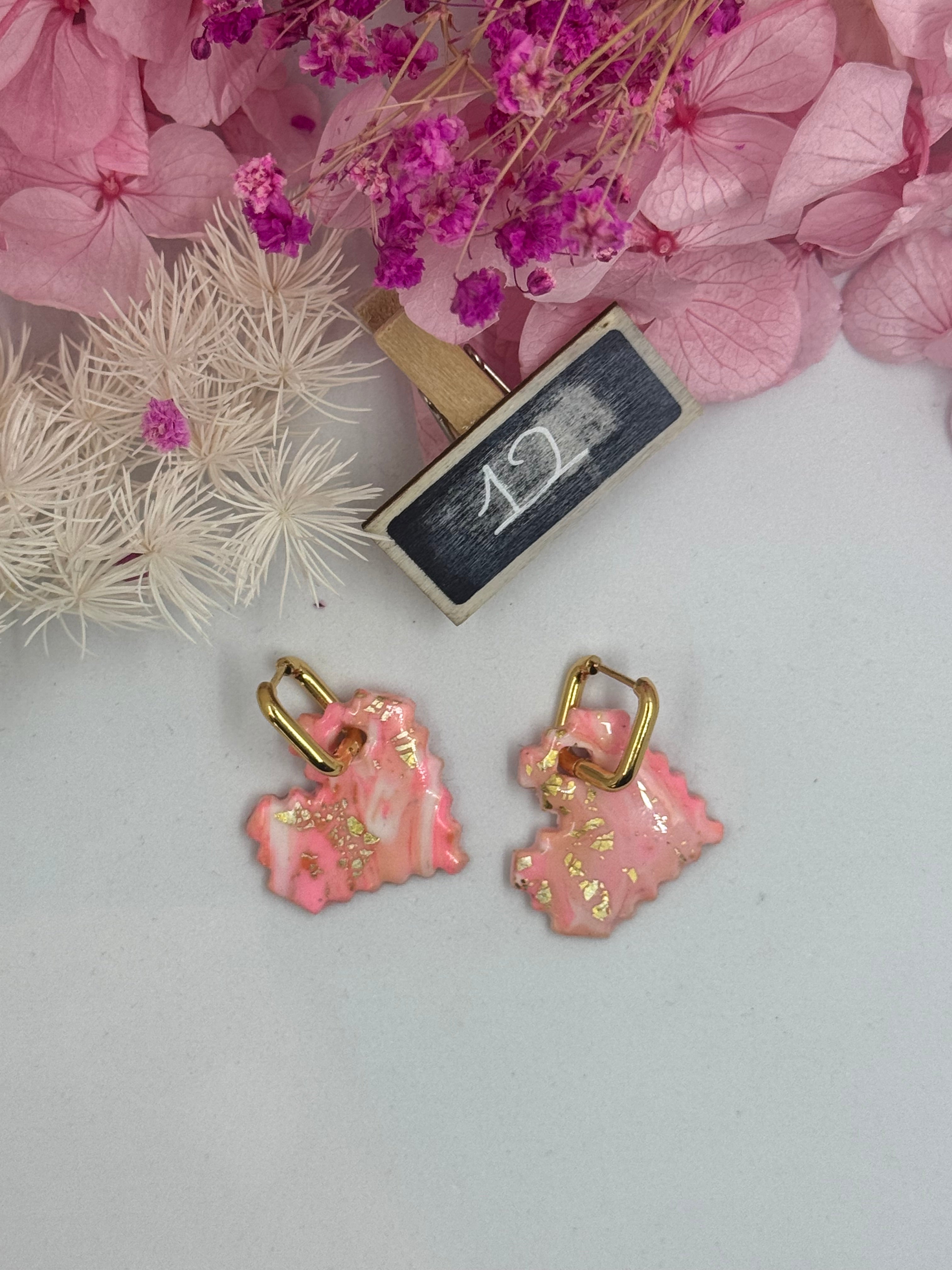 La vie en rose 🩷(pampilles interchangeable avec ou sans créoles)