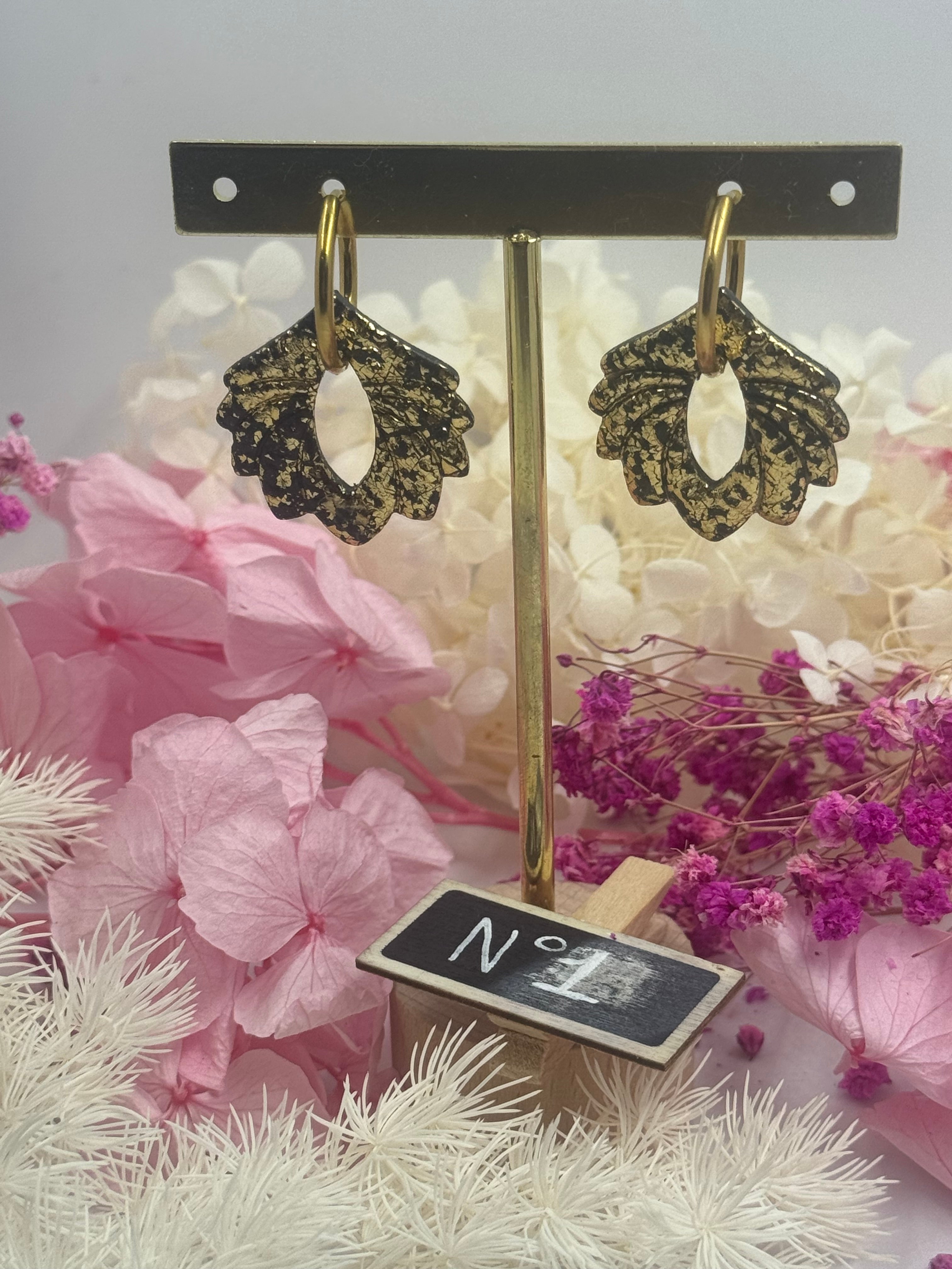 Black & Gold ( pampilles interchangeable avec ou sans créoles)