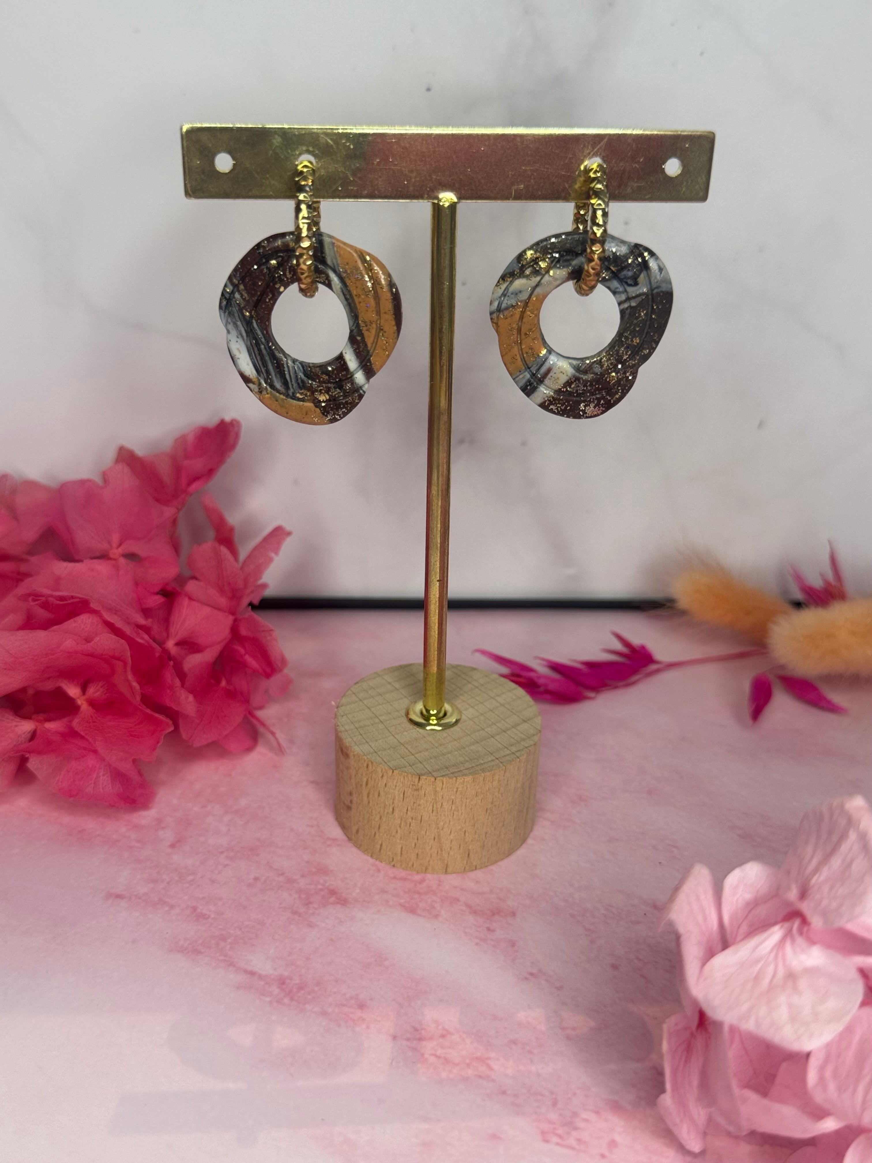 Éclat de terre 🍂 *nuance marron*( pampilles interchangeable avec ou sans créoles)