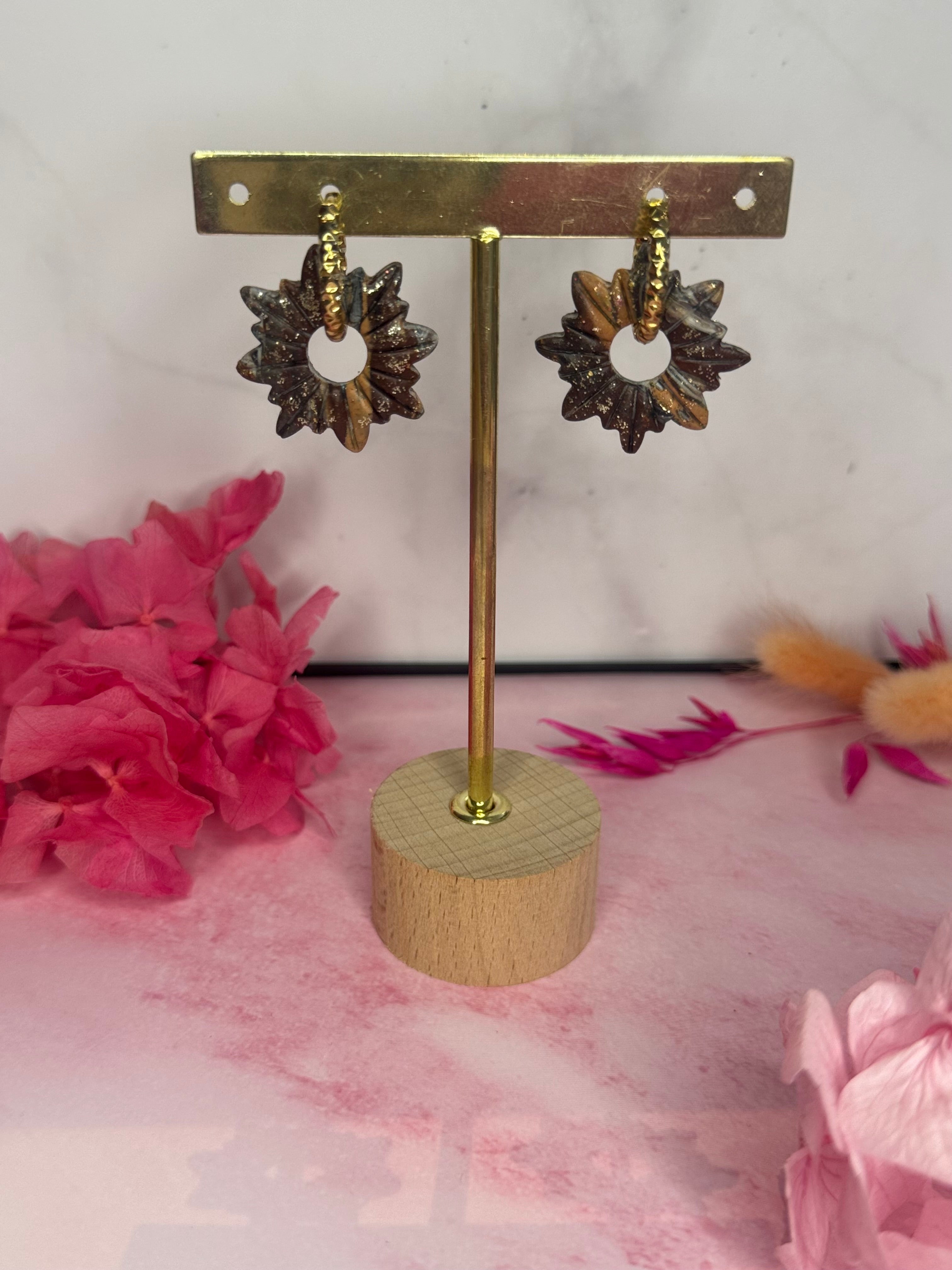 Éclat de terre 🍂 *nuance marron*( pampilles interchangeable avec ou sans créoles)