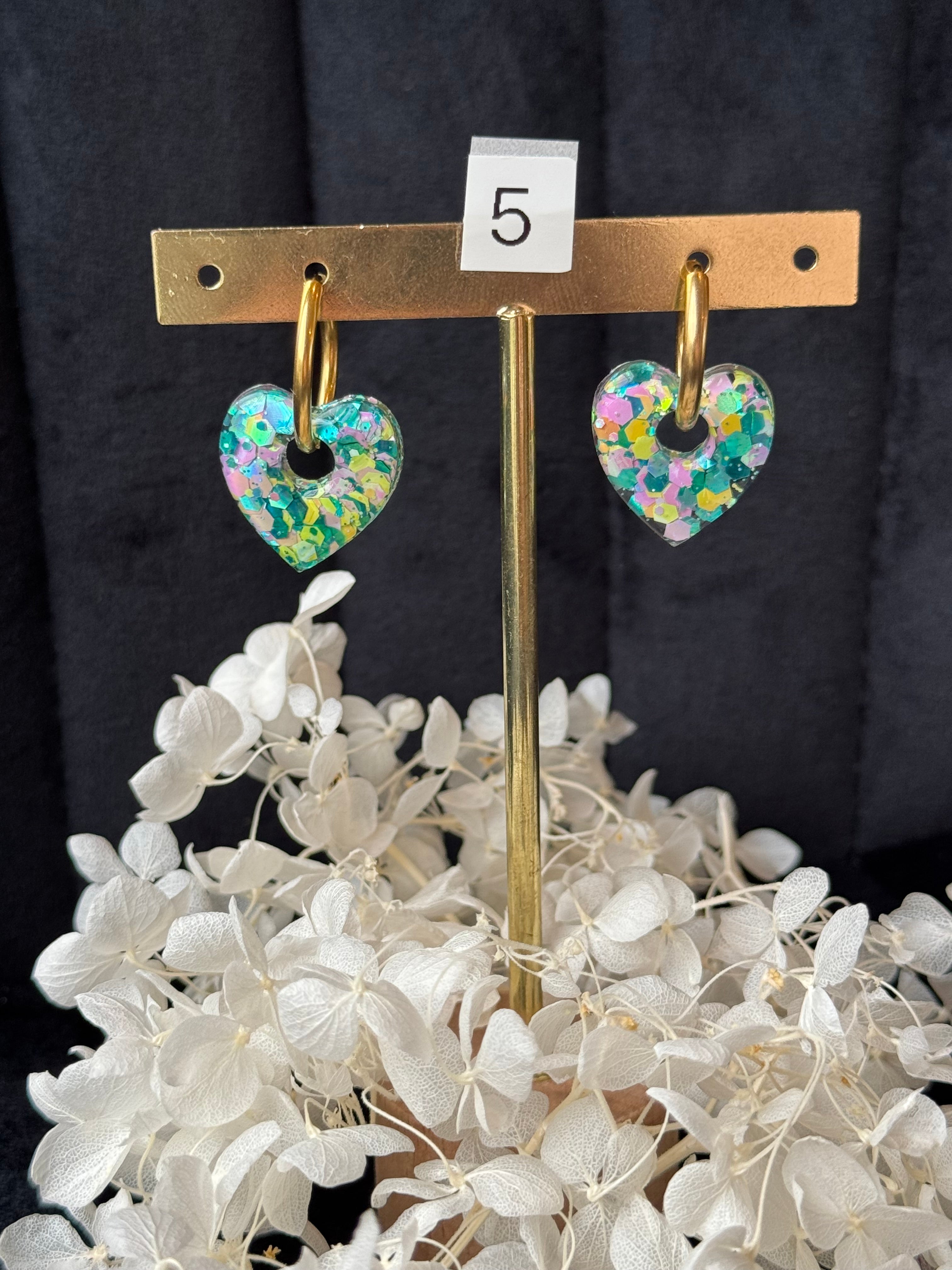 ❤️ pampilles interchangeable coeur résine (avec ou sans créoles)