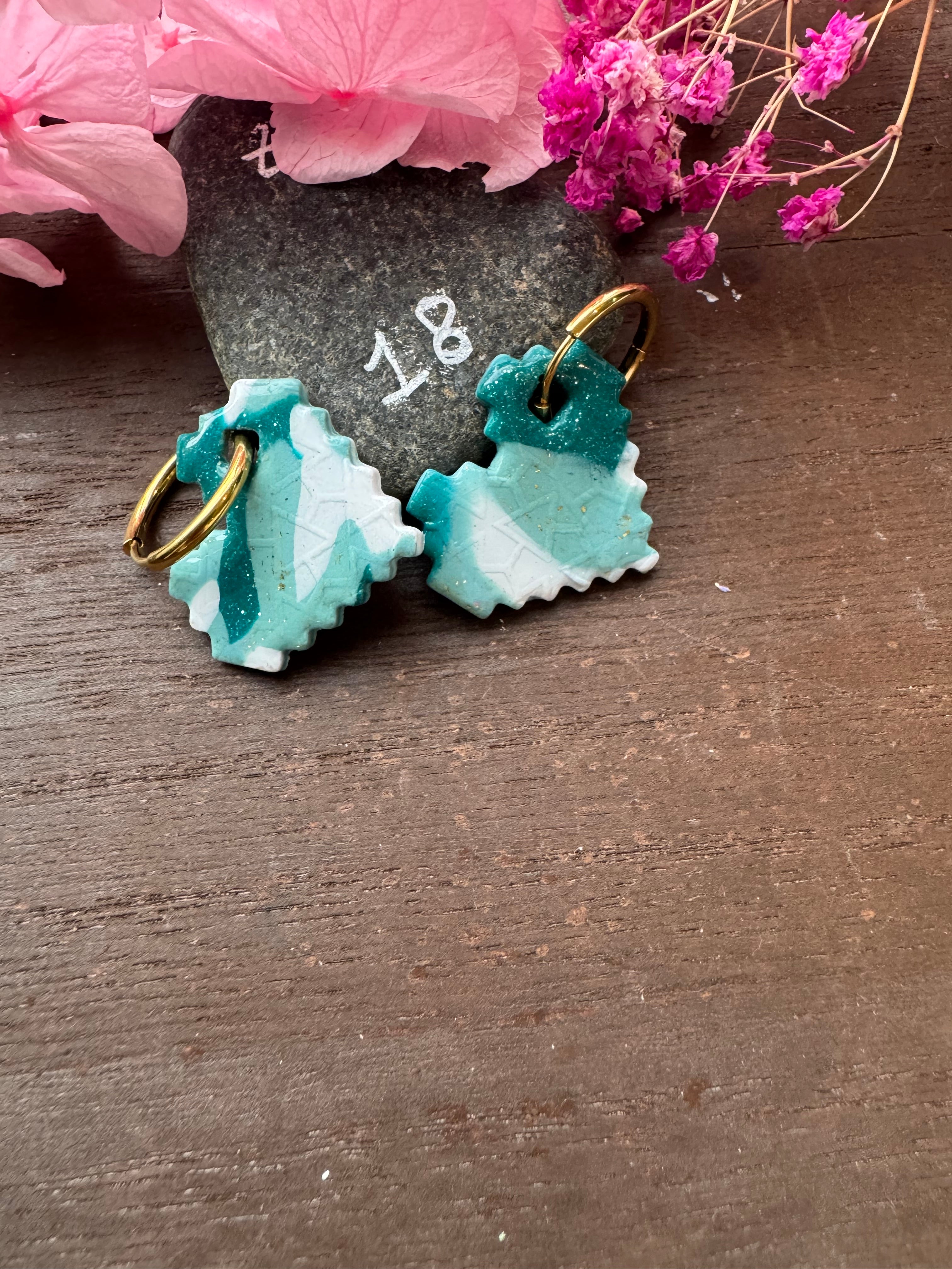 🌿Green Spirit (pampilles interchangeables avec ou sans créoles)