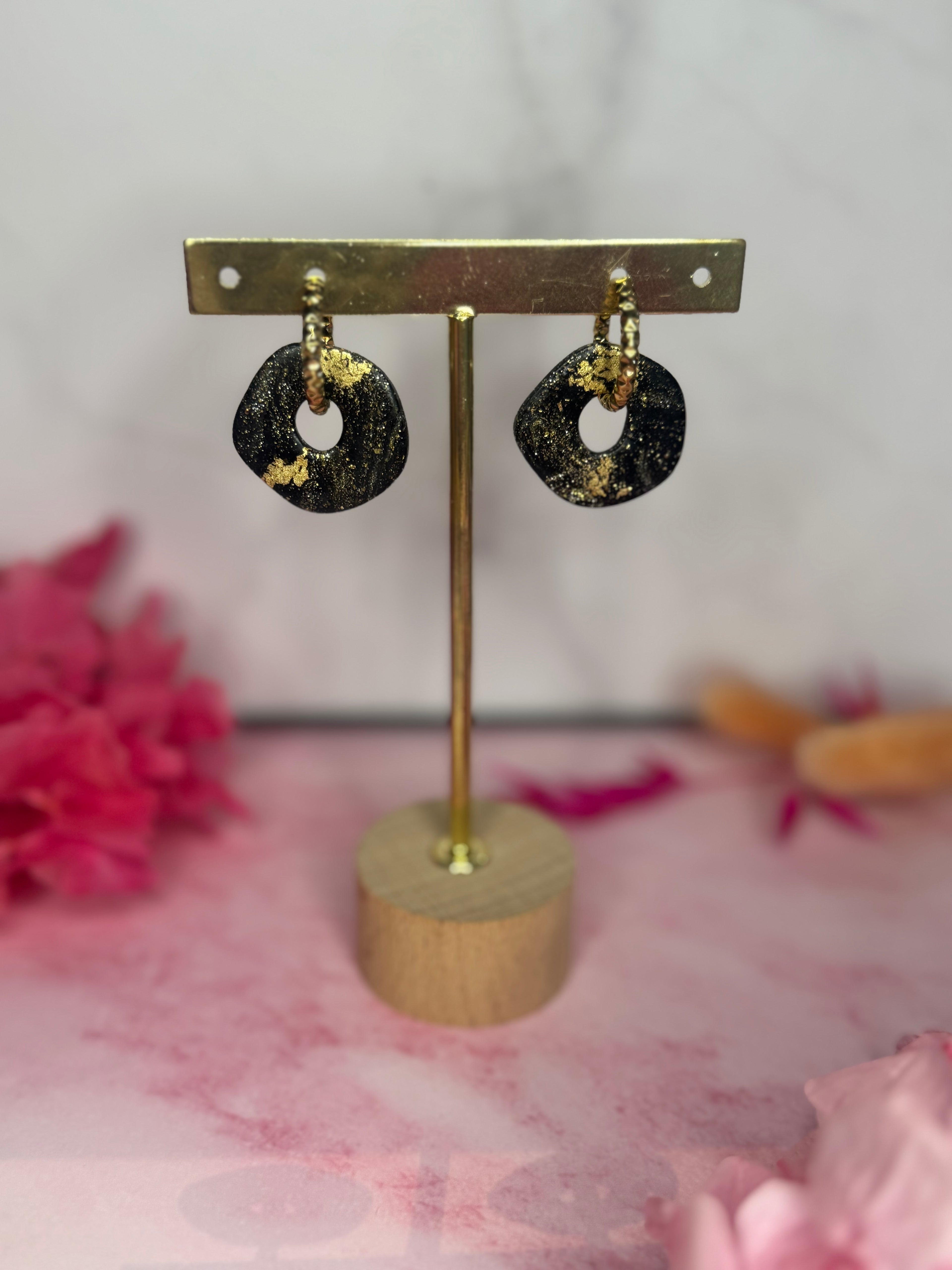 Black & Gold ( pampilles interchangeable avec ou sans créoles)