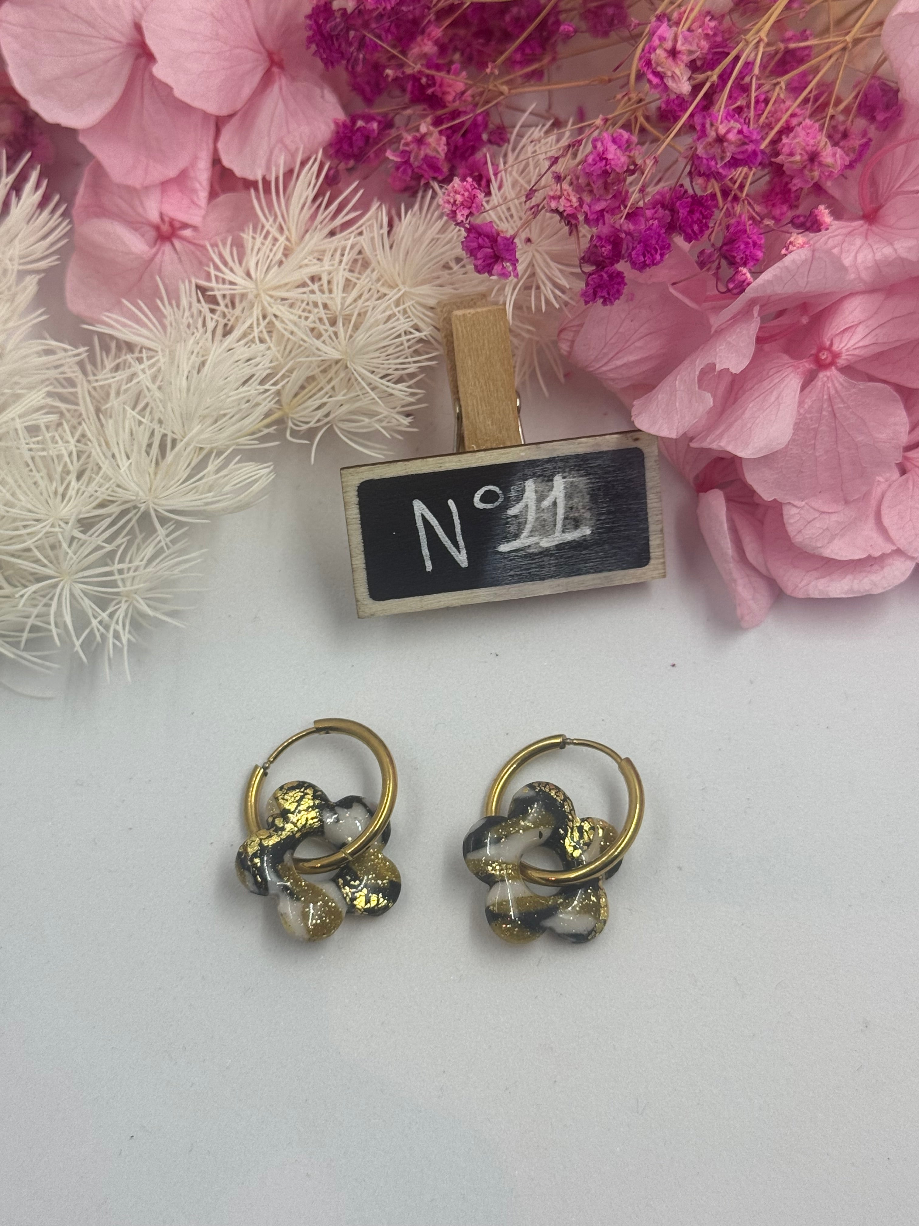 Black & Gold ( pampilles interchangeable avec ou sans créoles)