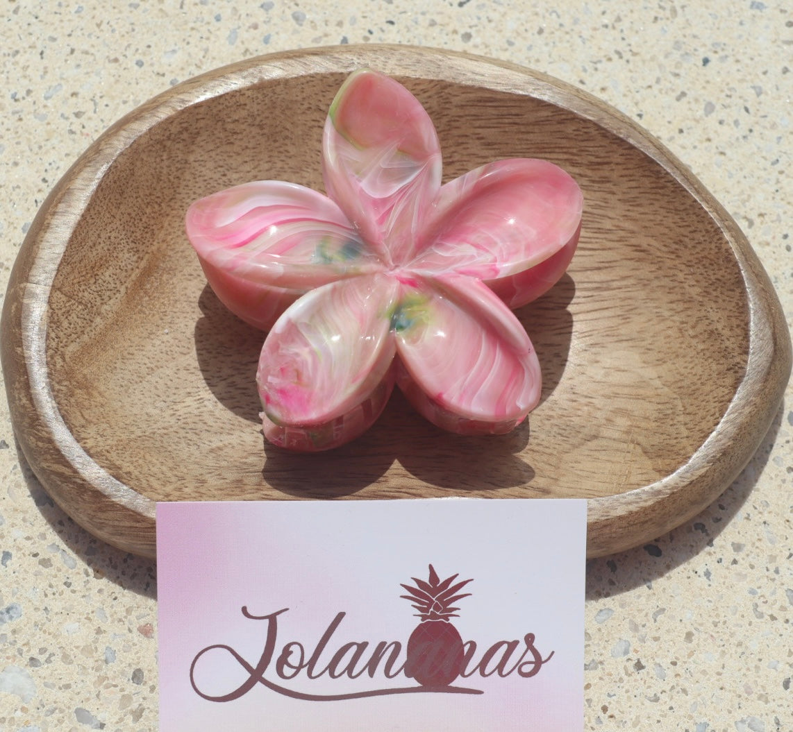 Pince fleur nacré dégradé rose corail