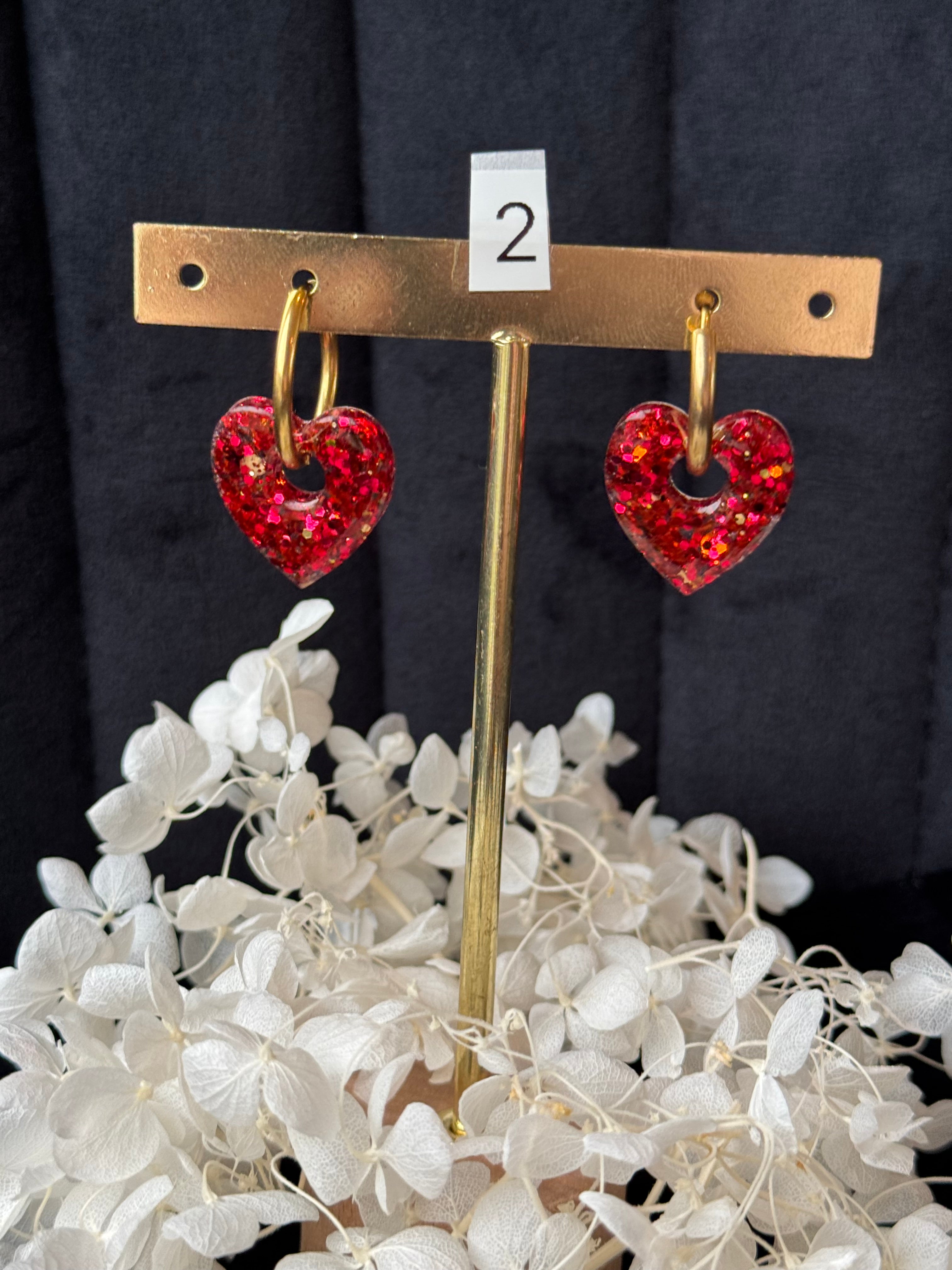 ❤️ pampilles interchangeable coeur résine (avec ou sans créoles)