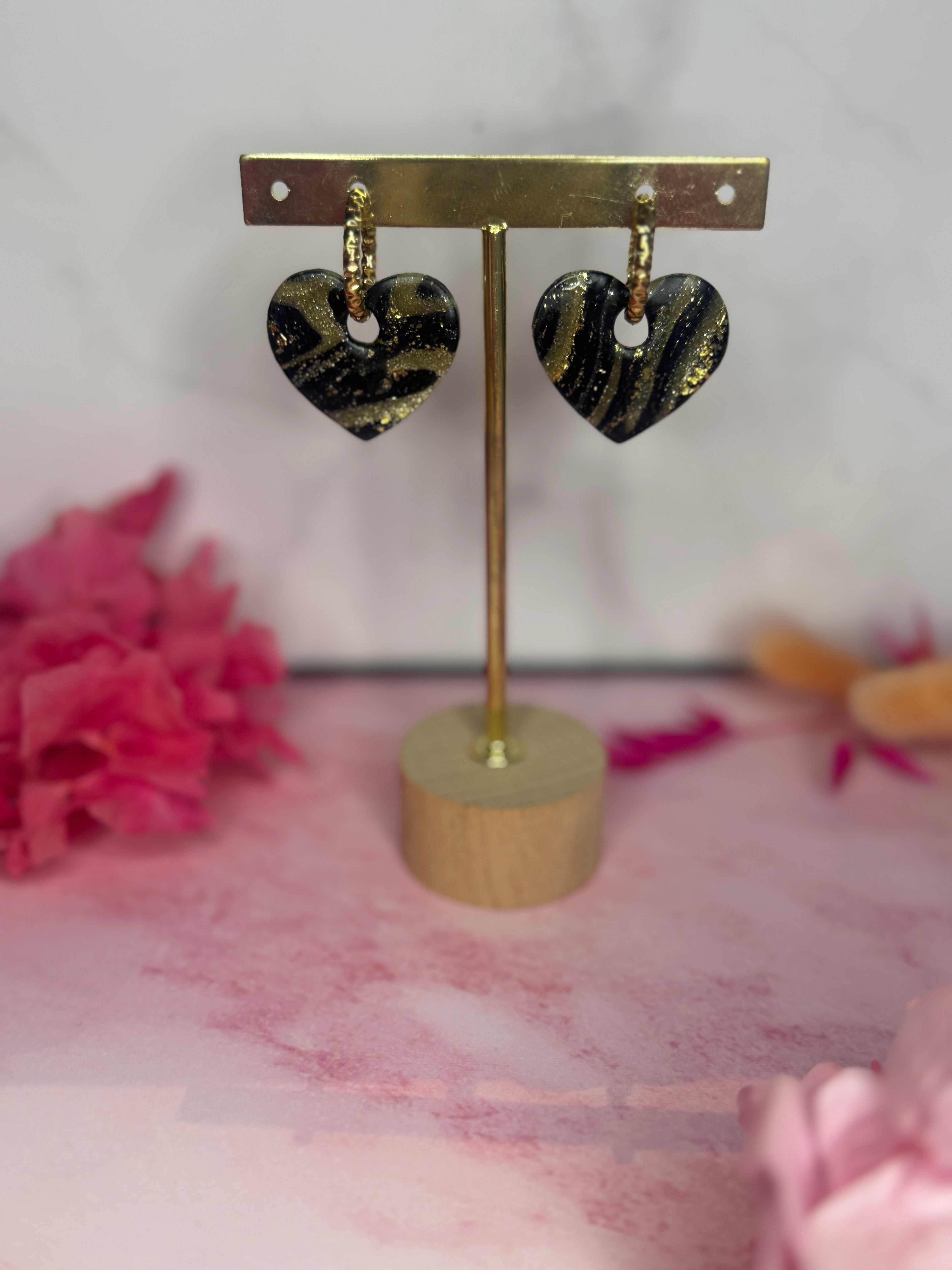 Black & Gold ( pampilles interchangeable avec ou sans créoles)