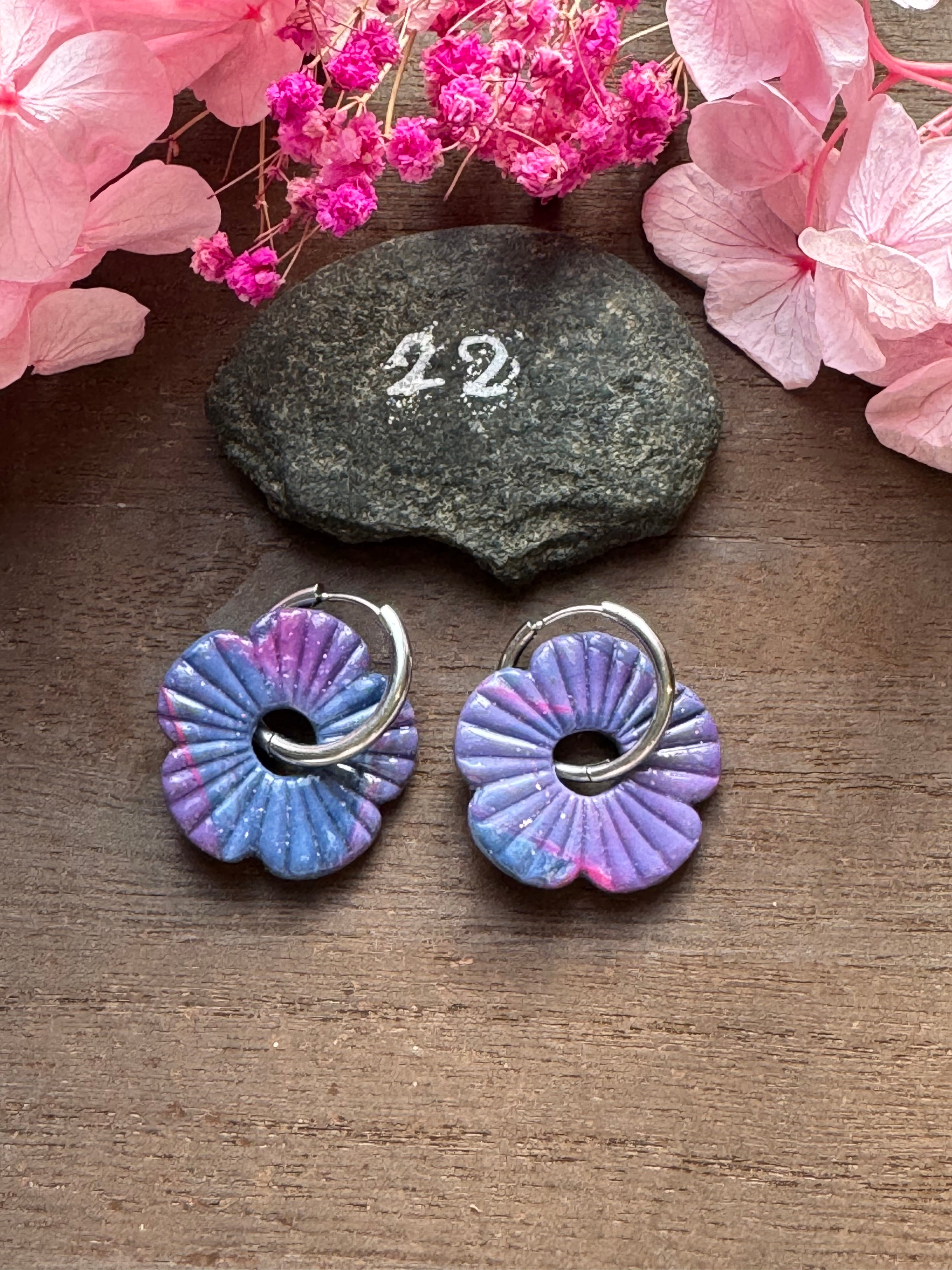 Lilas Sauvage 💜 (pampilles interchangeable avec ou sans créoles)