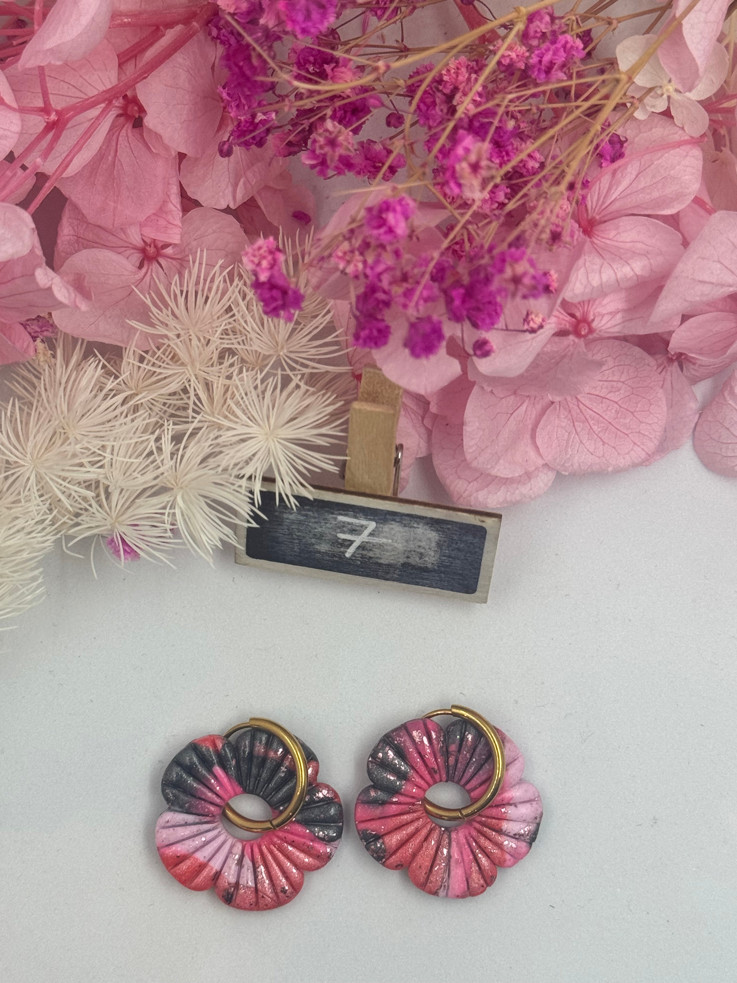 La vie en rose 🩷(pampilles interchangeable avec ou sans créoles)