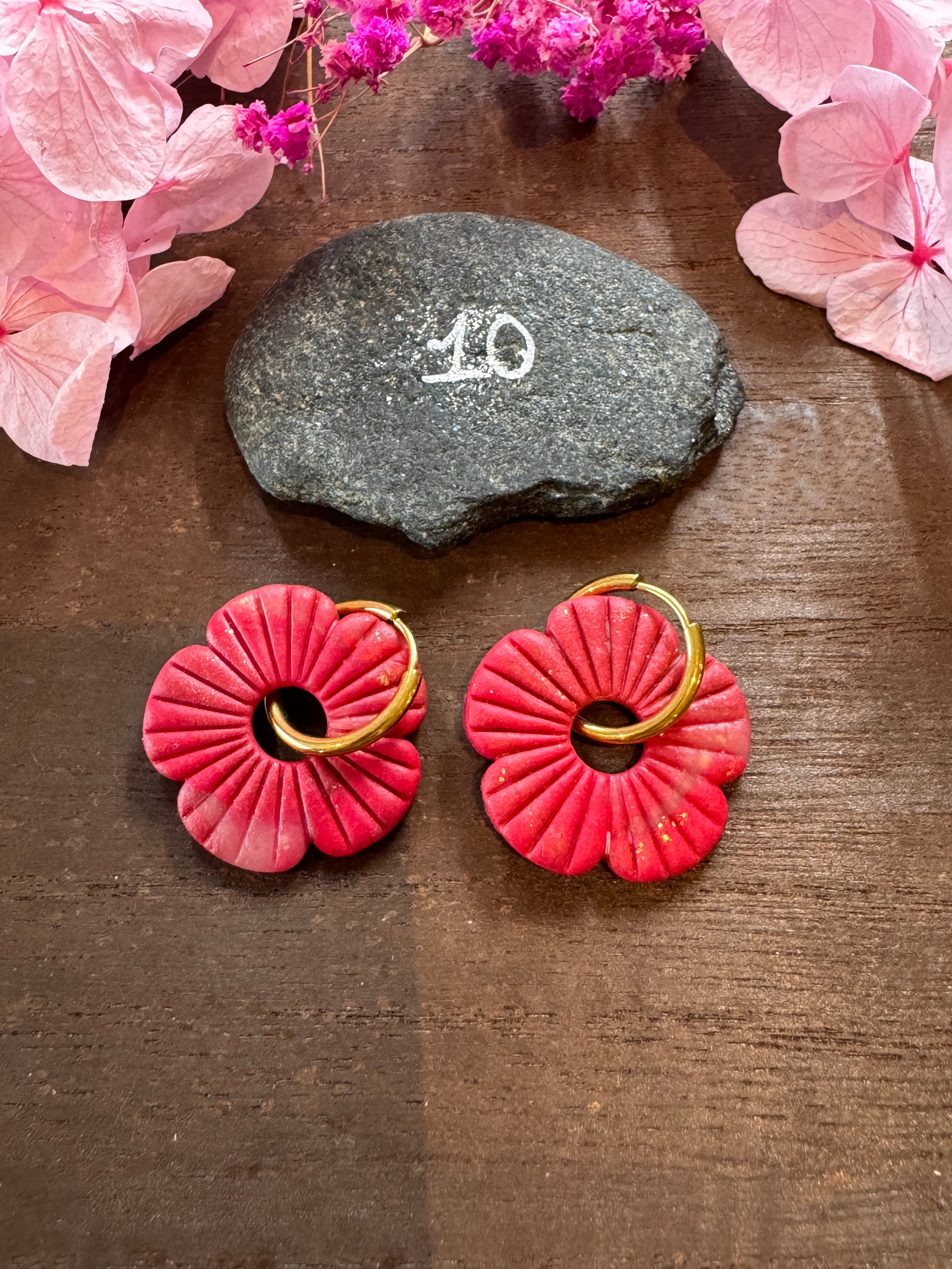 Rouge addict (pampilles interchangeables avec ou sans créoles)