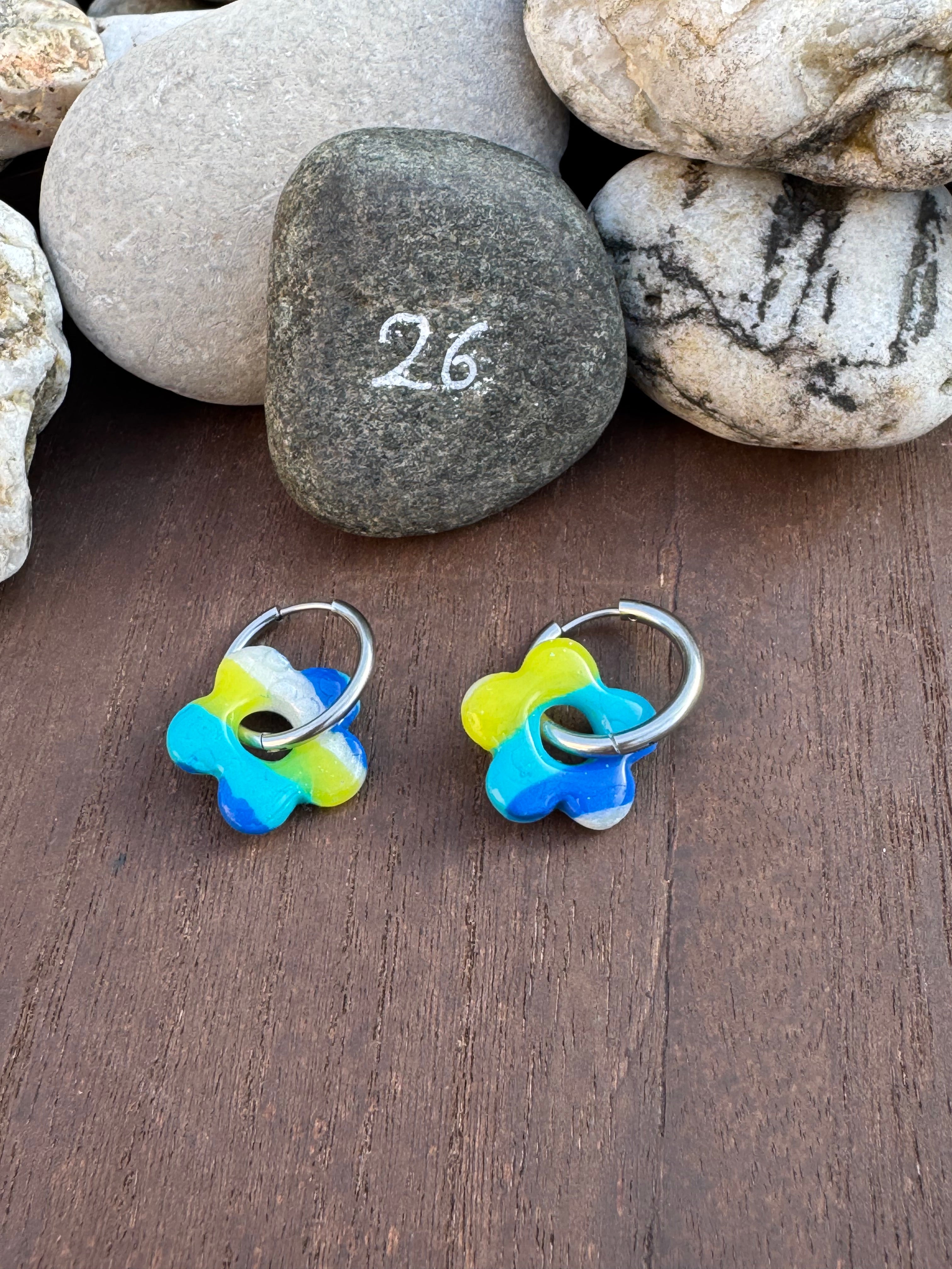 Blue Mood ( pampilles interchangeable avec ou sans créoles)