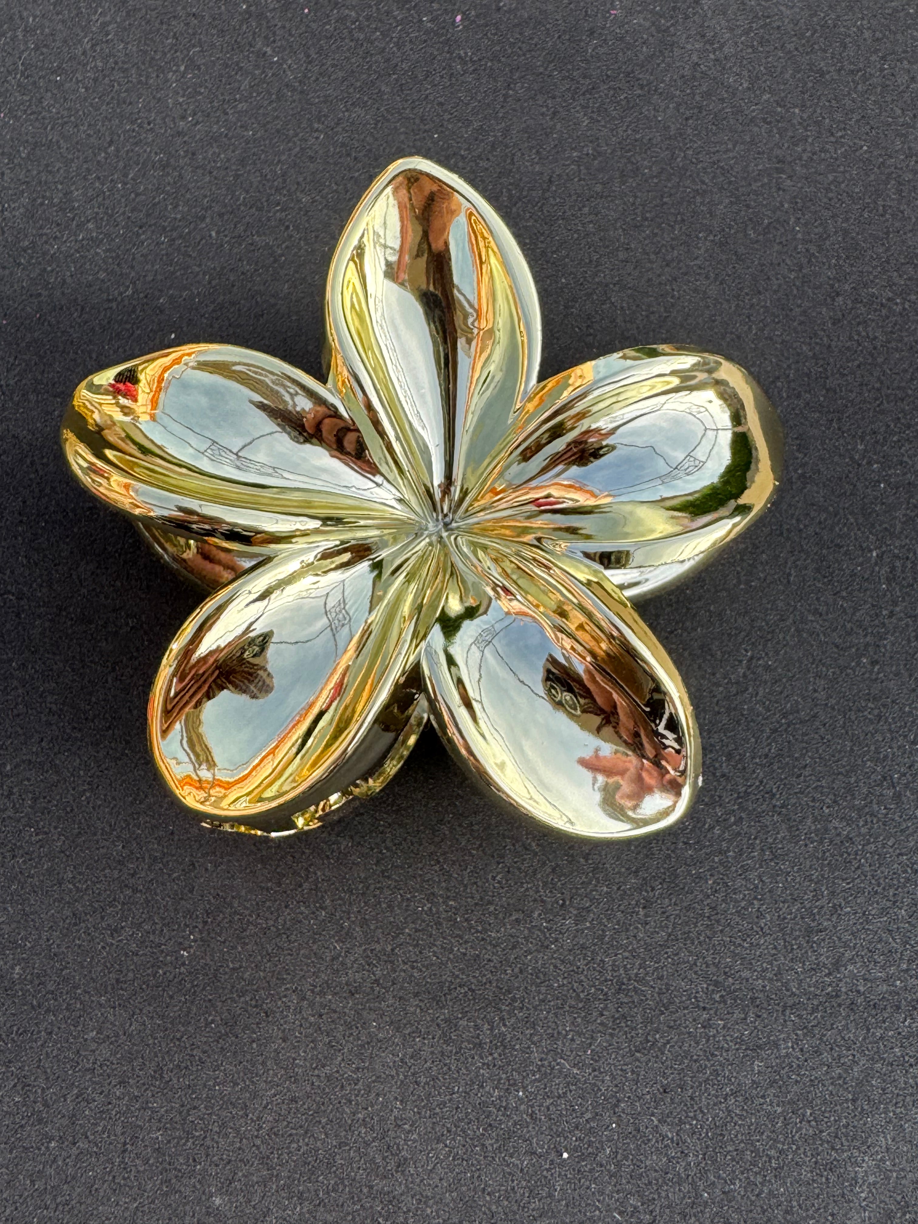 Pince à cheveux fleur strass/ or/argent/marron transparente/rouge