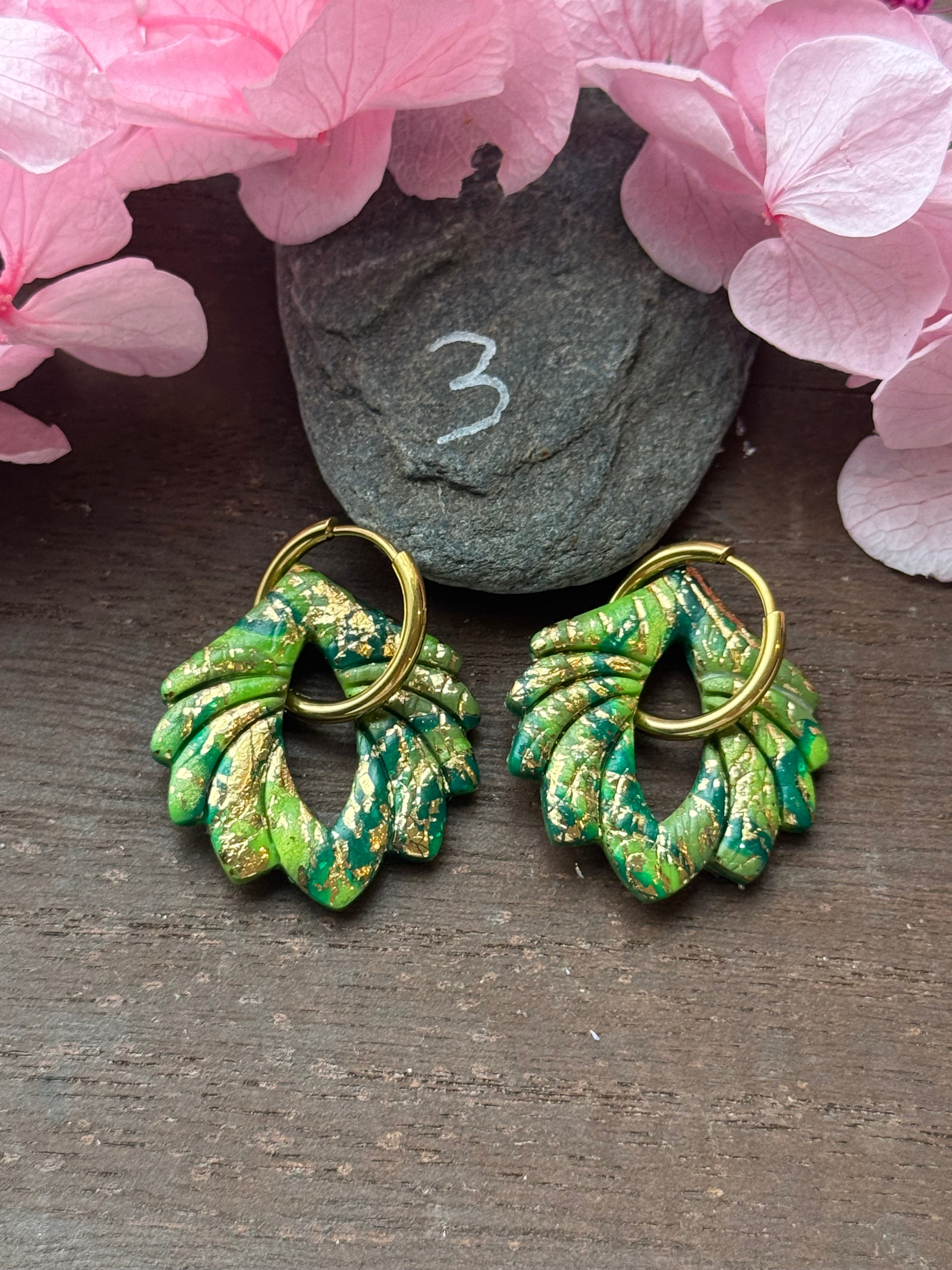 🌿Green Spirit (pampilles interchangeables avec ou sans créoles)