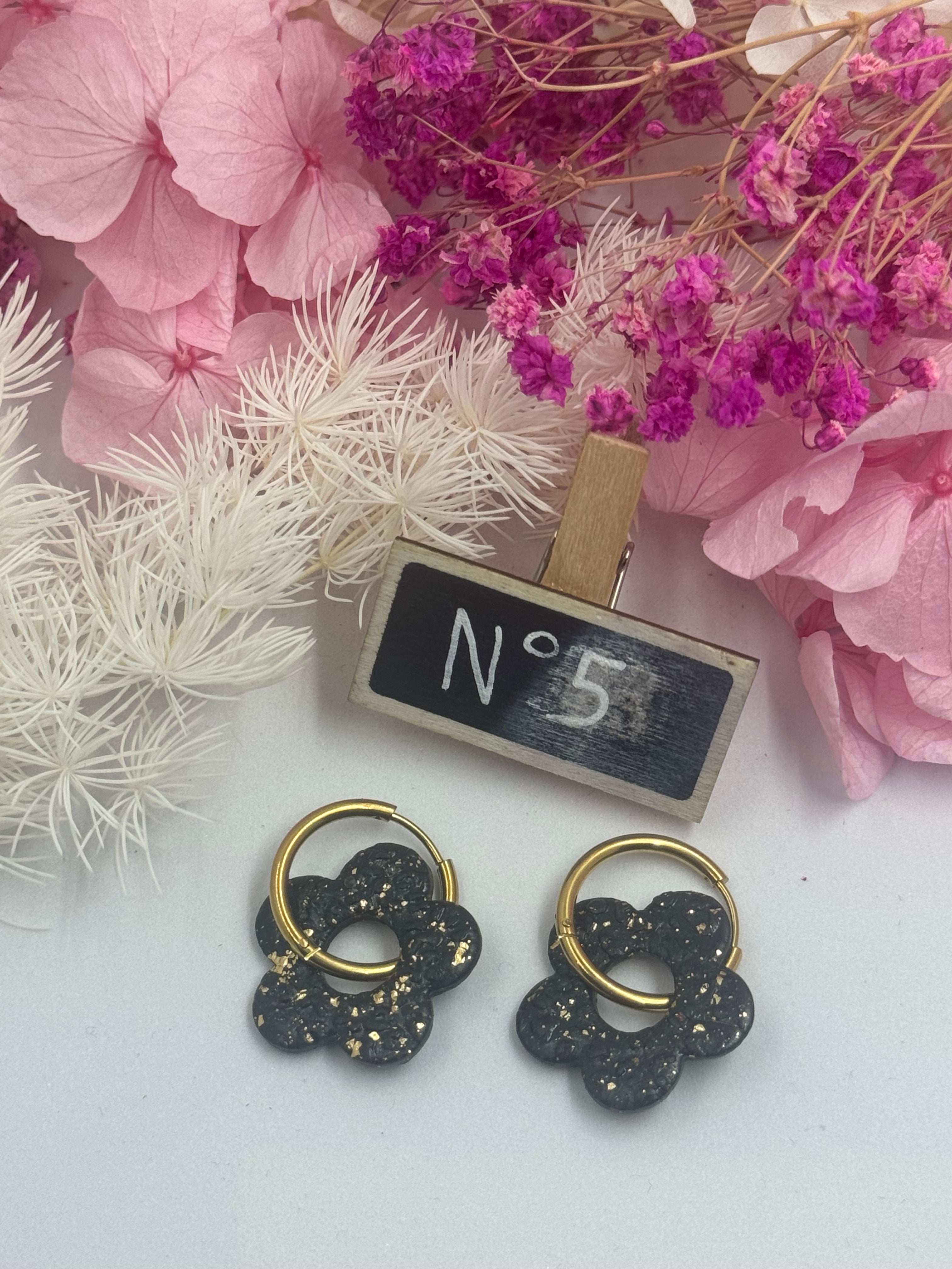 Black & Gold ( pampilles interchangeable avec ou sans créoles)