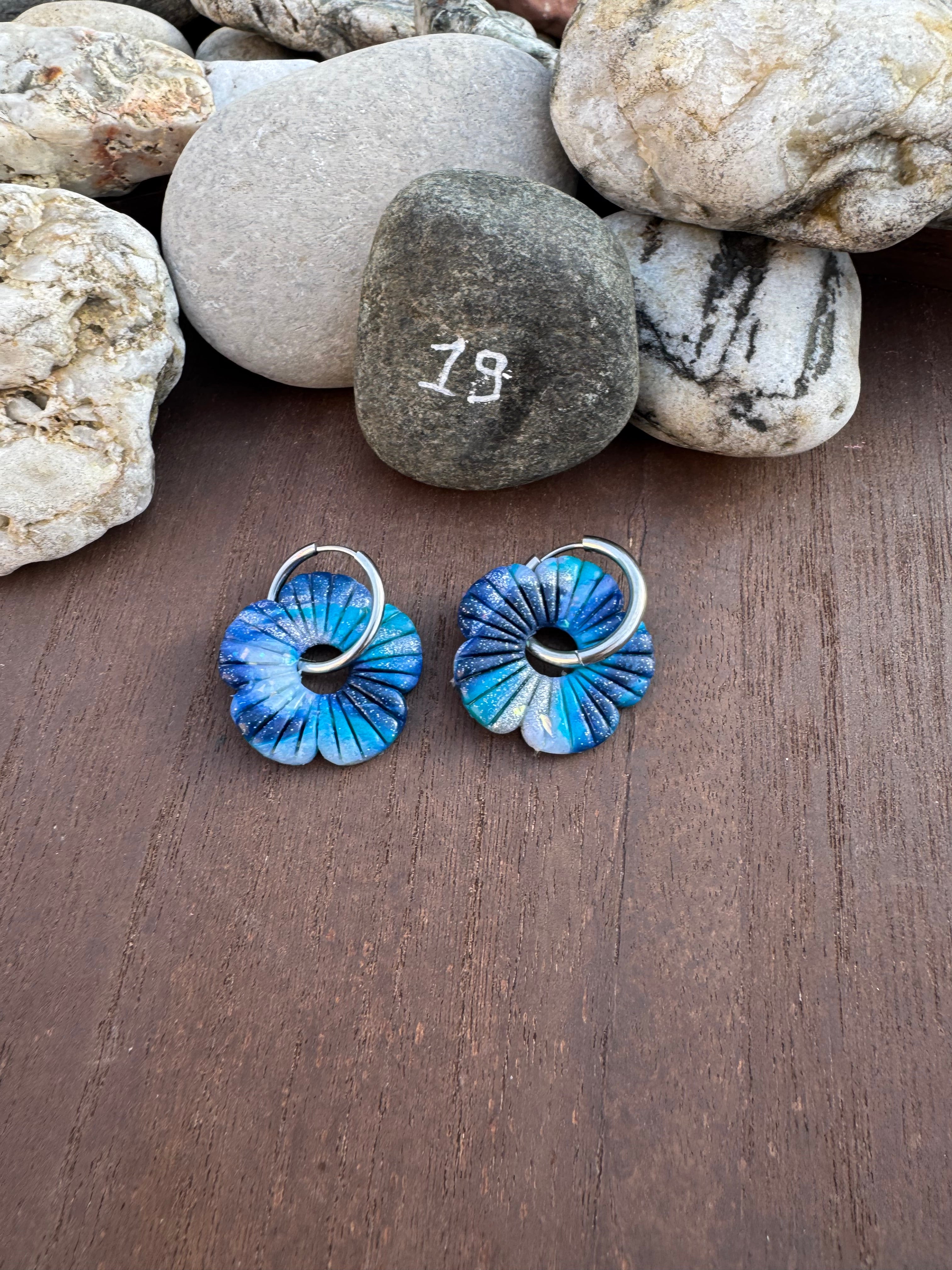 Blue Mood ( pampilles interchangeable avec ou sans créoles)