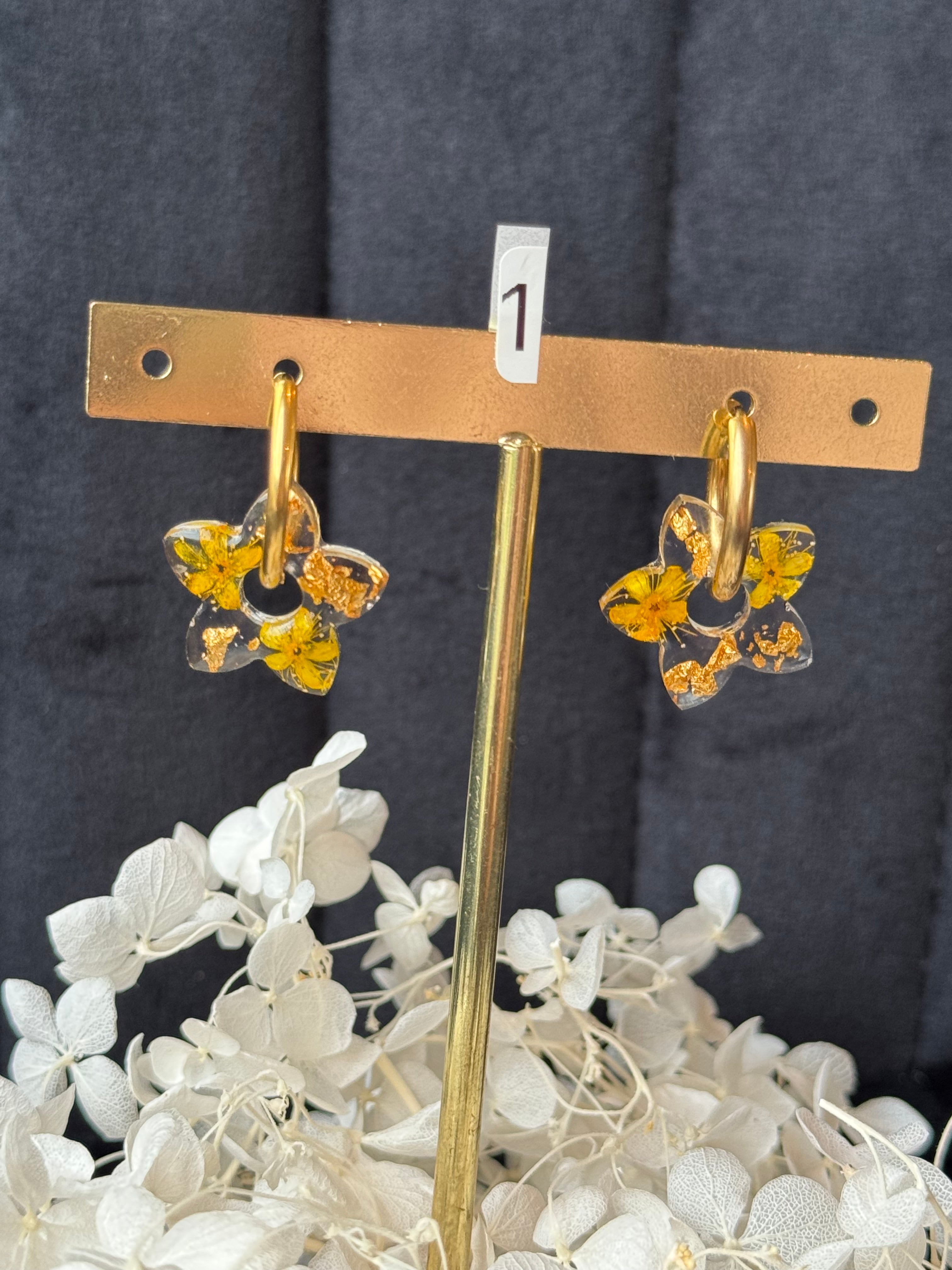 🌼Pampilles interchangeable résine et fleurs séchées🌸 (avec ou sans créoles)