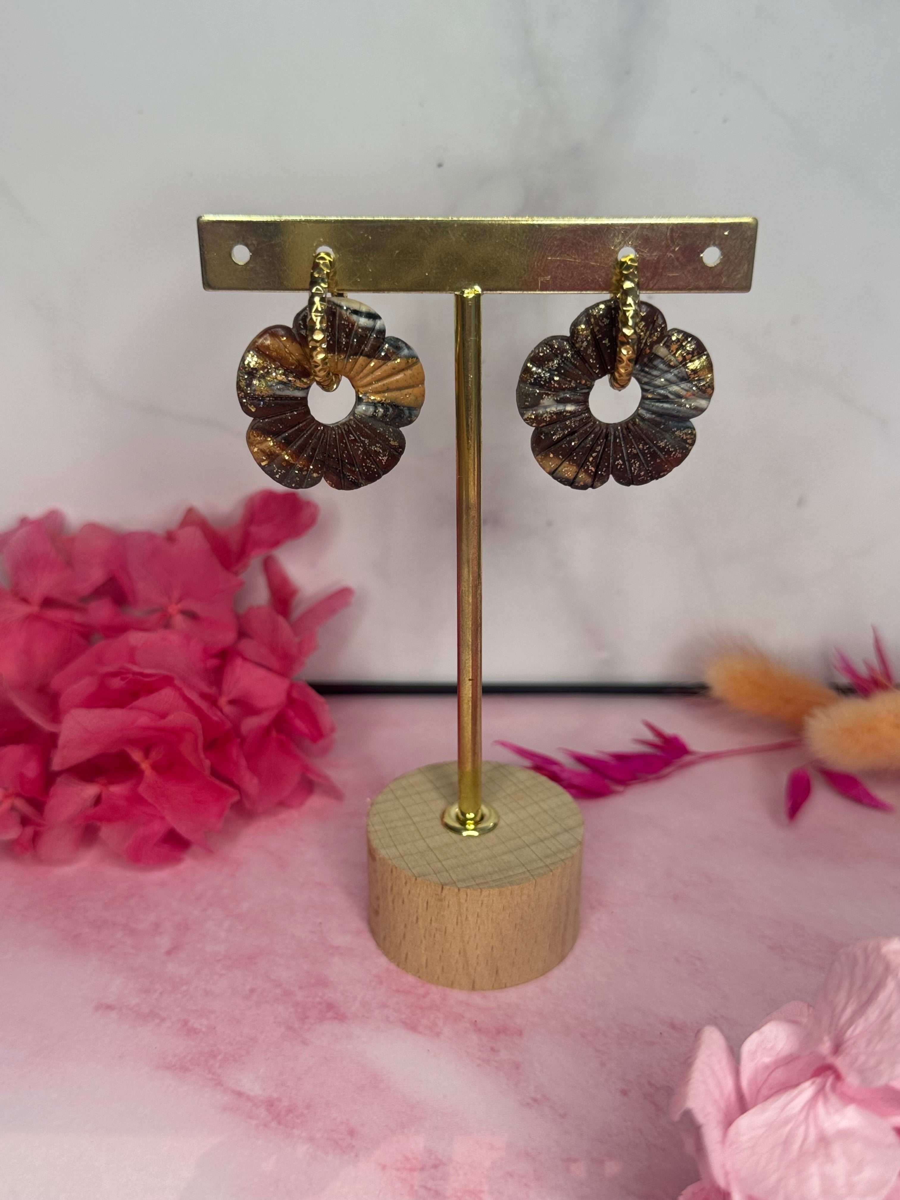 Éclat de terre 🍂 *nuance marron*( pampilles interchangeable avec ou sans créoles)