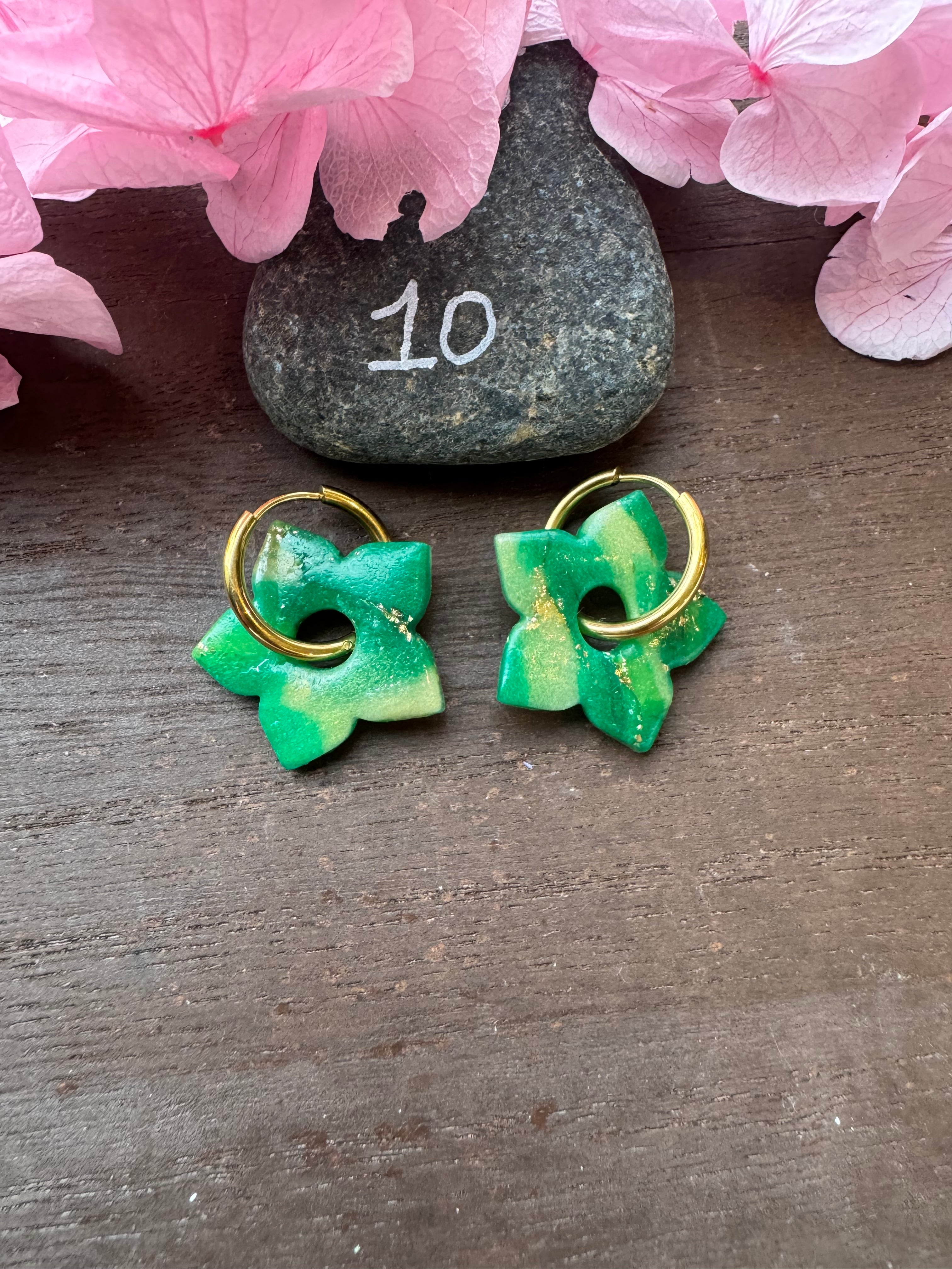 🌿Green Spirit (pampilles interchangeables avec ou sans créoles)