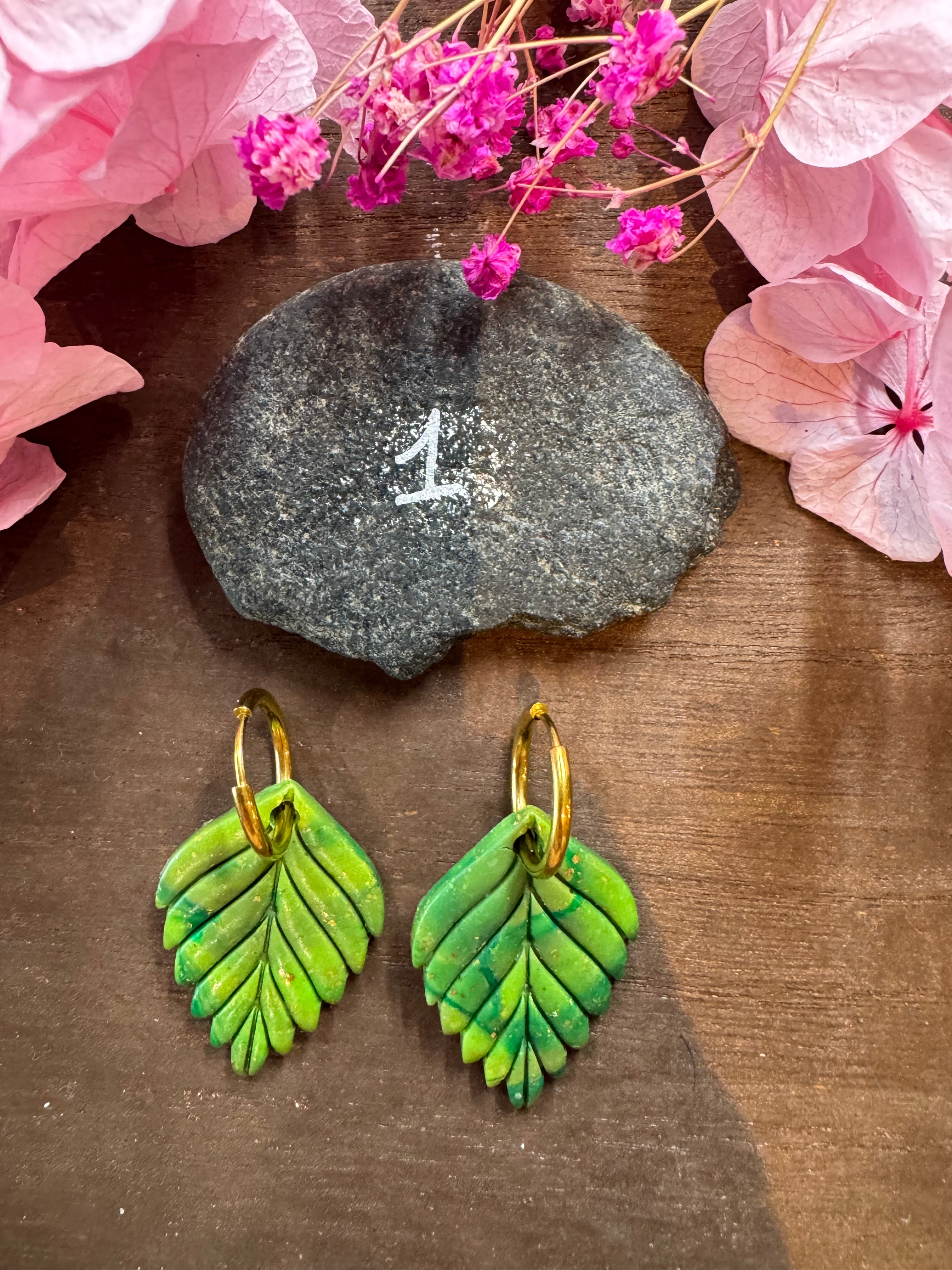 🌿Green Spirit (pampilles interchangeables avec ou sans créoles)