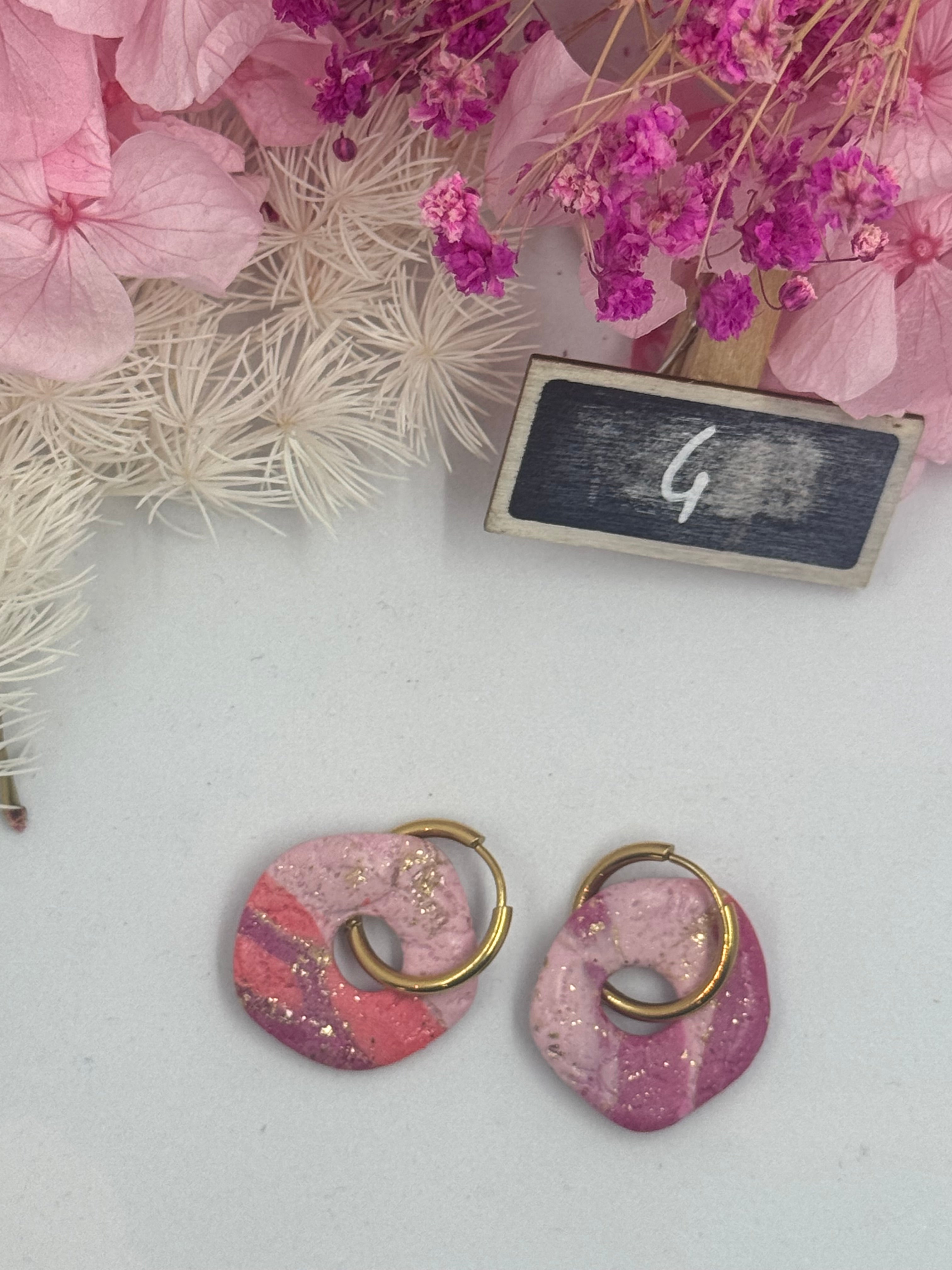 La vie en rose 🩷(pampilles interchangeable avec ou sans créoles)