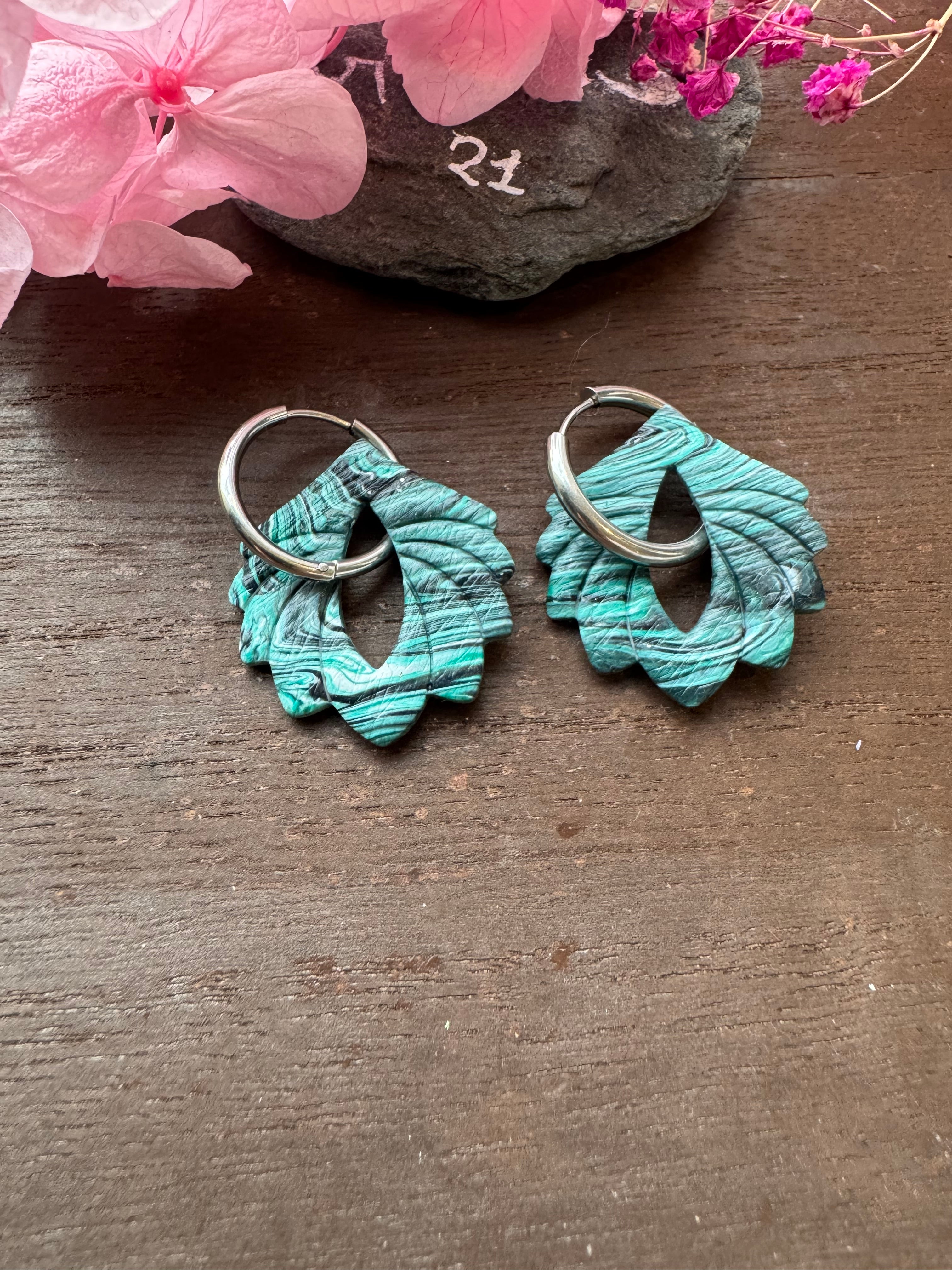 🌿Green Spirit (pampilles interchangeables avec ou sans créoles)