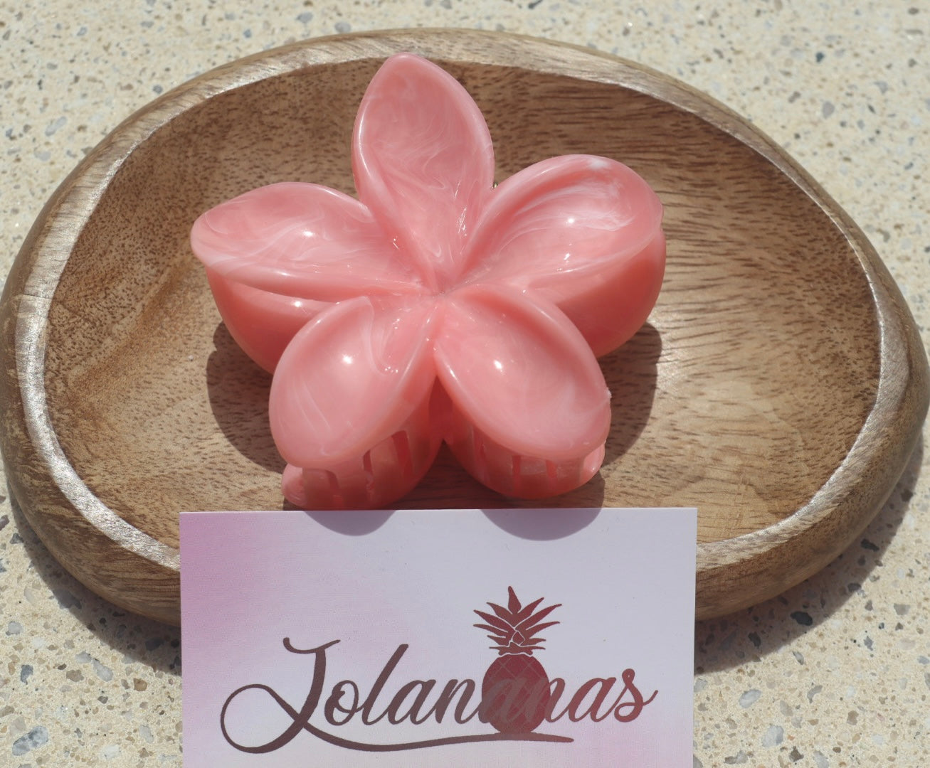 Pince fleur nacré dégradé rose corail